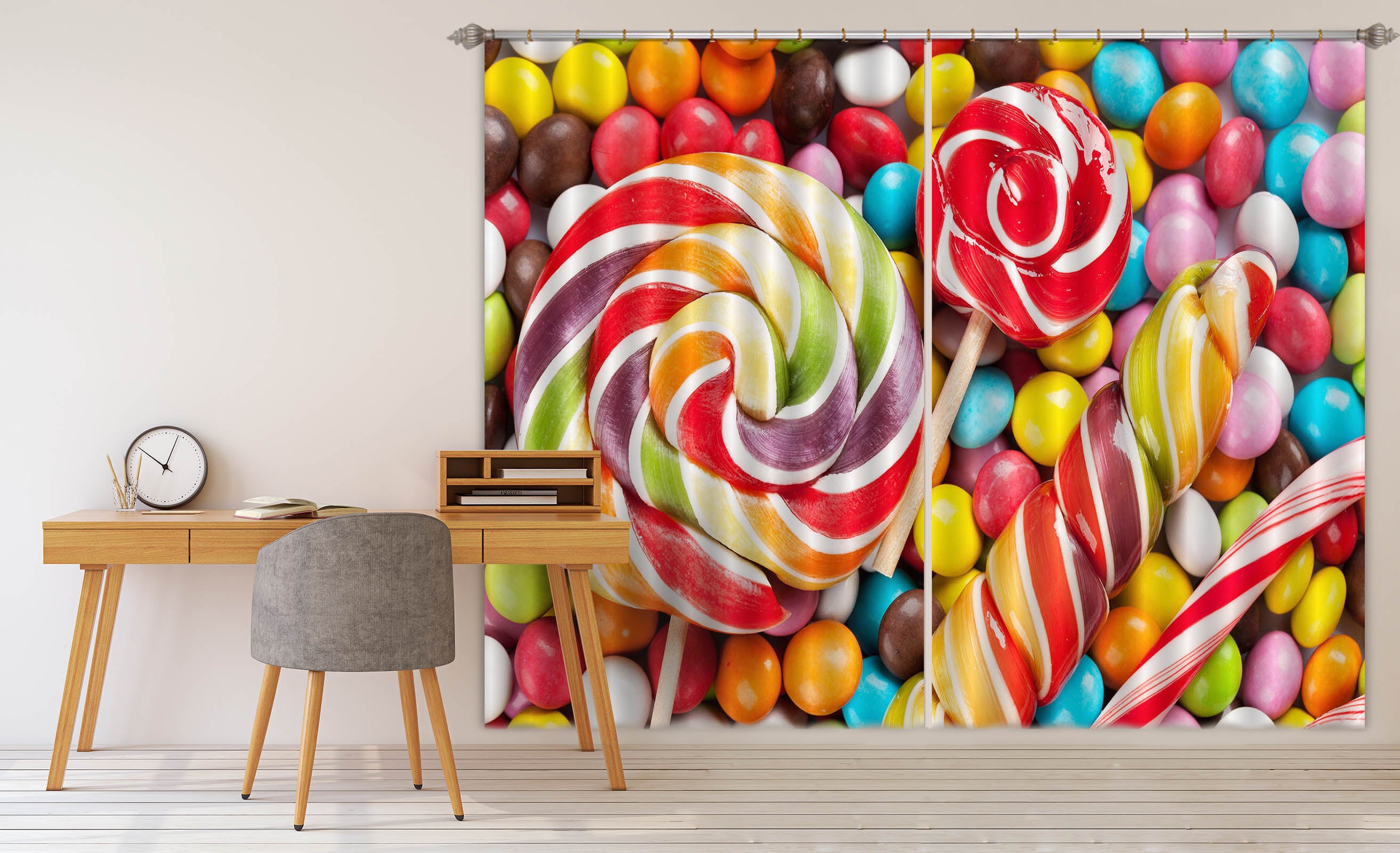 3D Rainbow Lollipop 701 Curtains Drapes