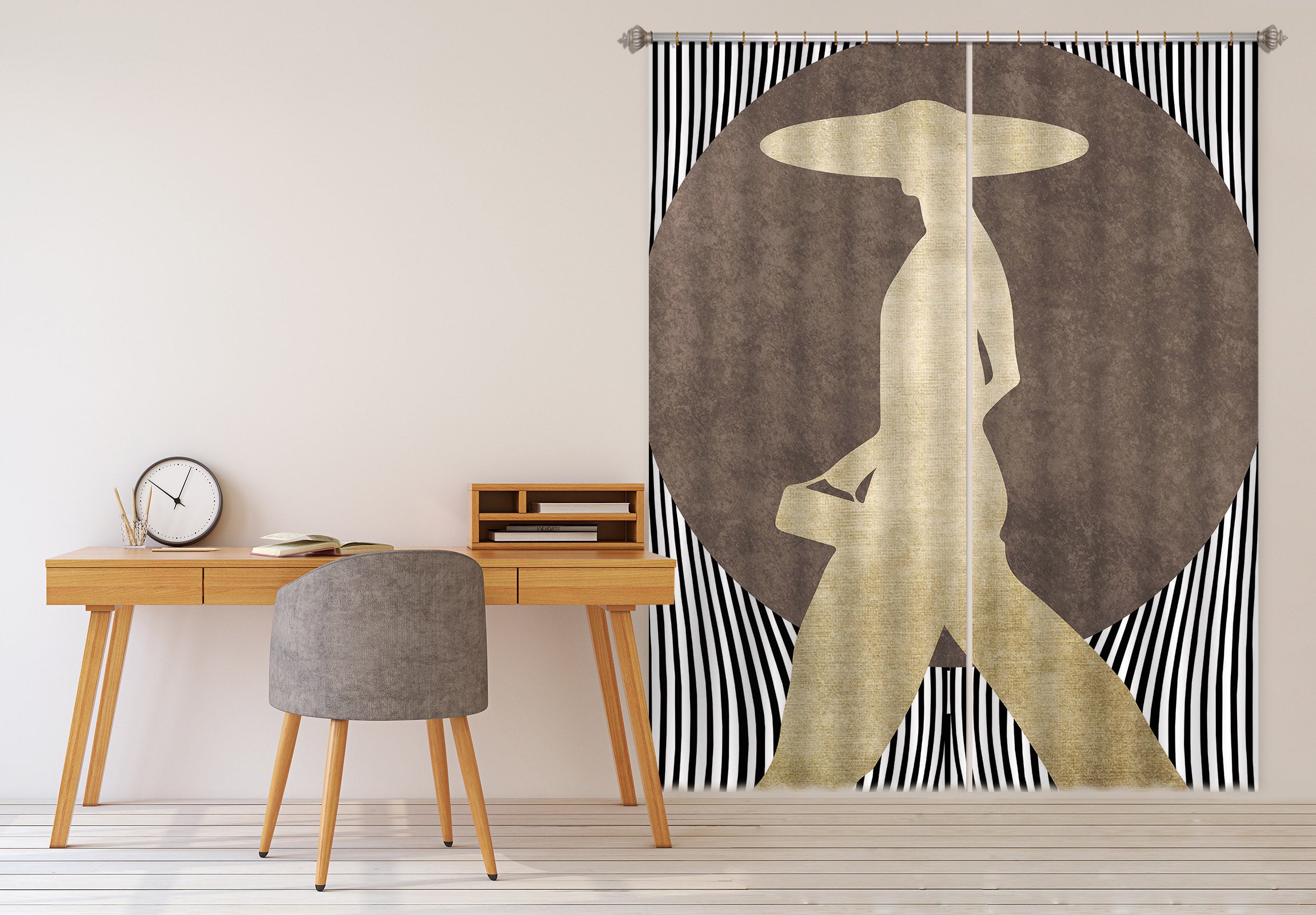 3D Hat Woman 1072 Boris Draschoff Curtain Curtains Drapes