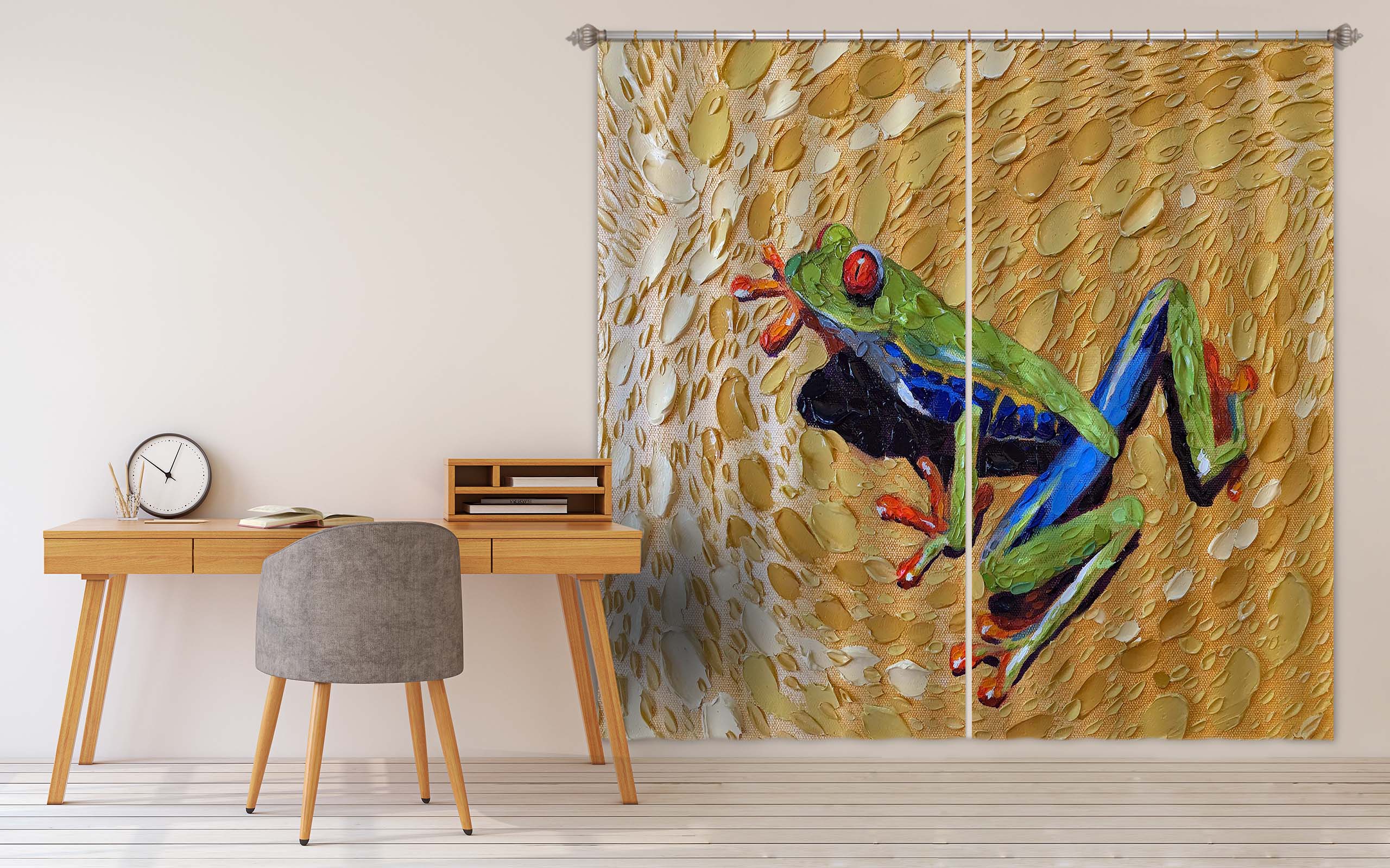 3D Toadly Awesome Frog 068 Dena Tollefson Curtain Curtains Drapes
