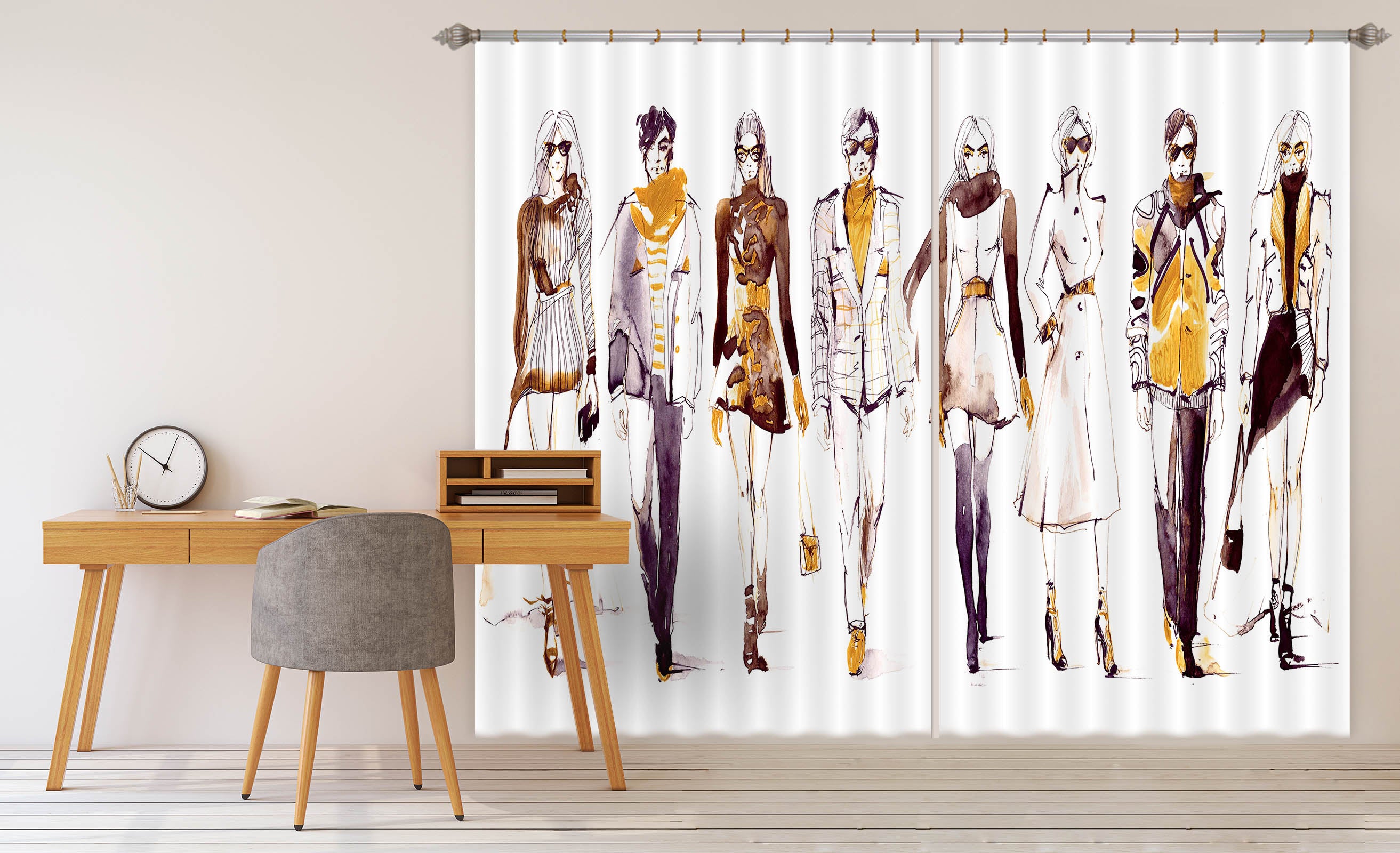 3D Fashion Woman 716 Curtains Drapes