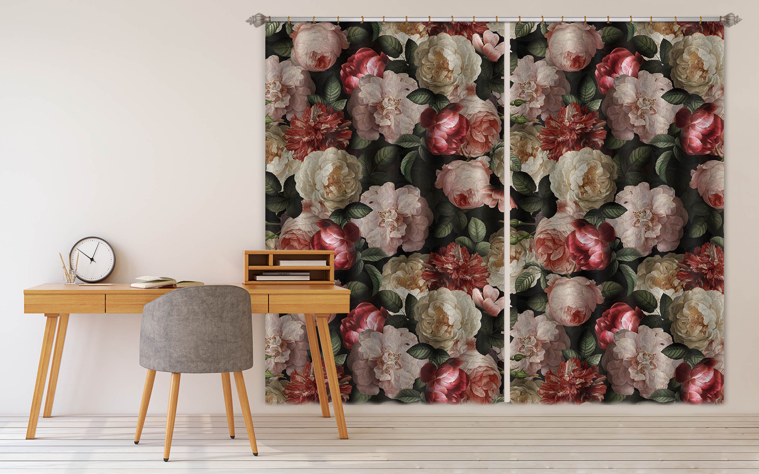 3D Bright Rose 113 Uta Naumann Curtain Curtains Drapes