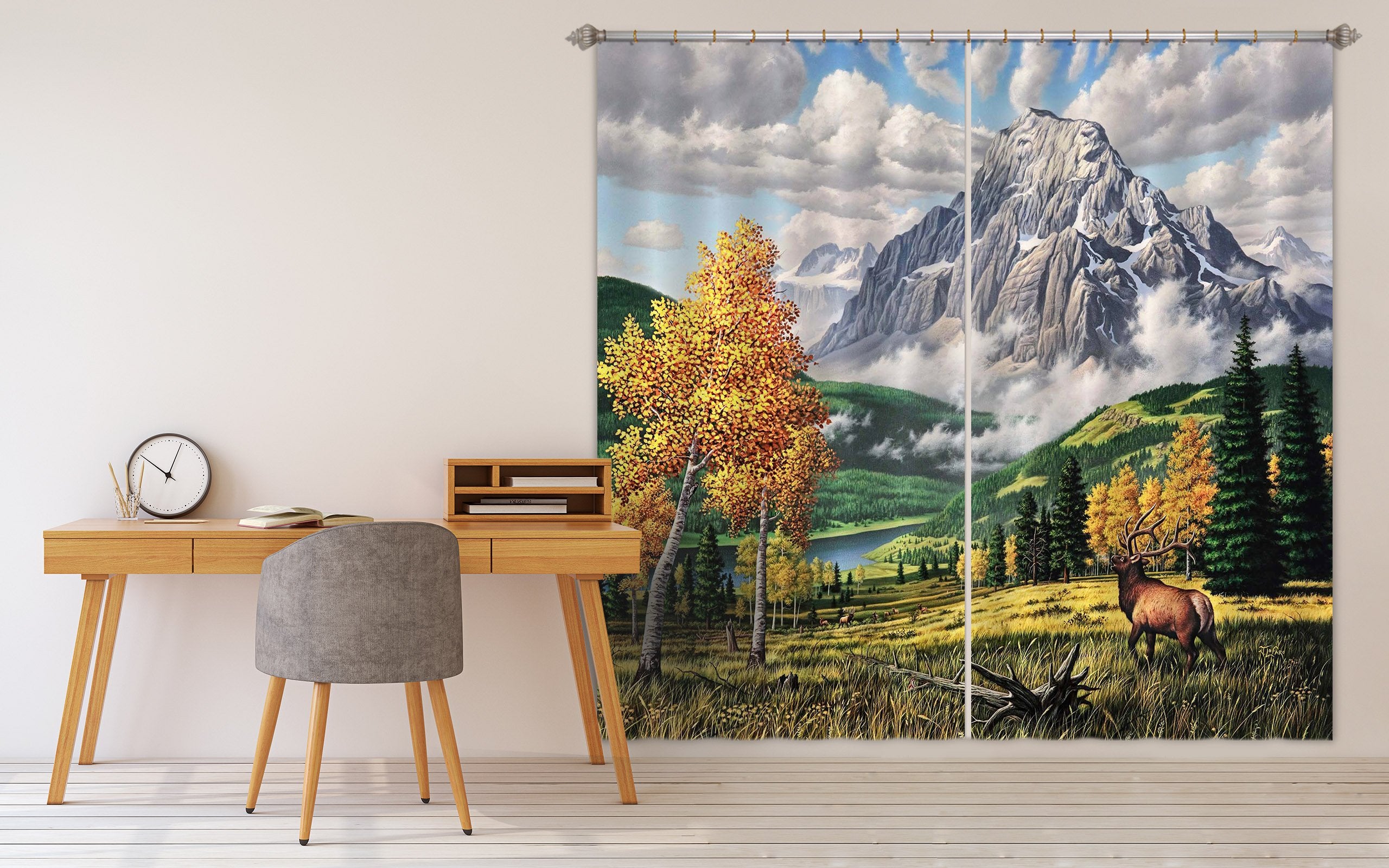 3D Autumn Valley 094 Jerry LoFaro Curtain Curtains Drapes Wallpaper AJ Wallpaper