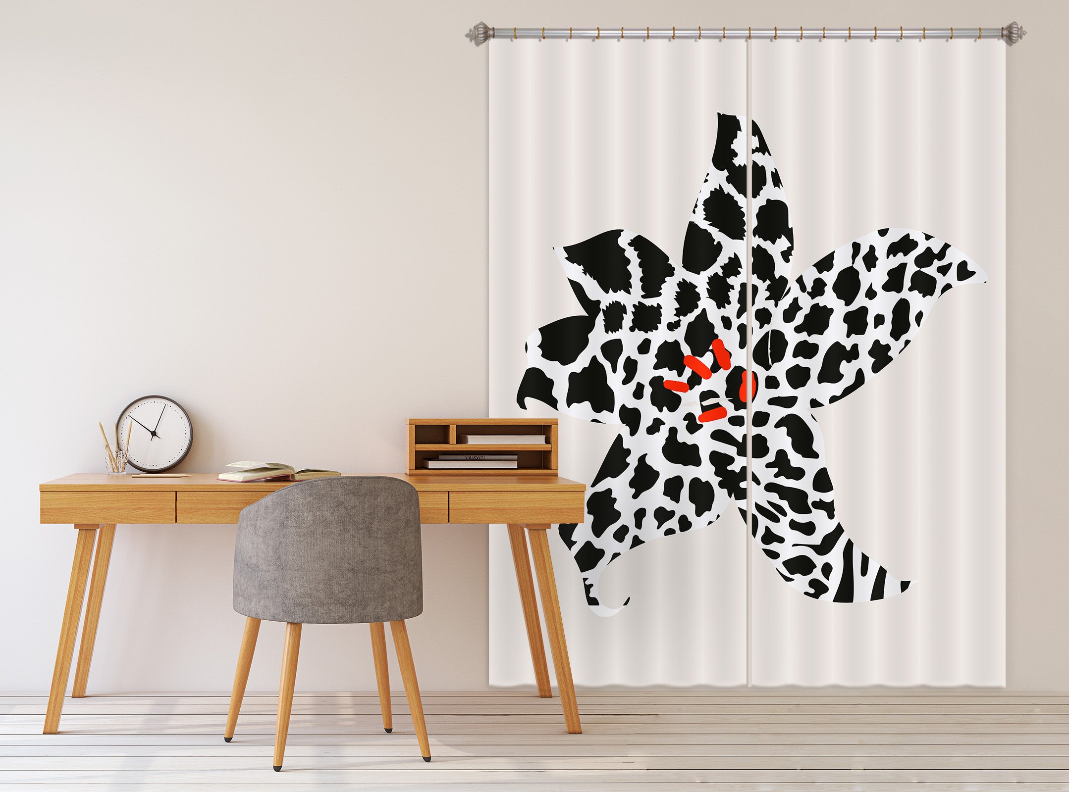 3D Zebra Blossom 1147 Boris Draschoff Curtain Curtains Drapes