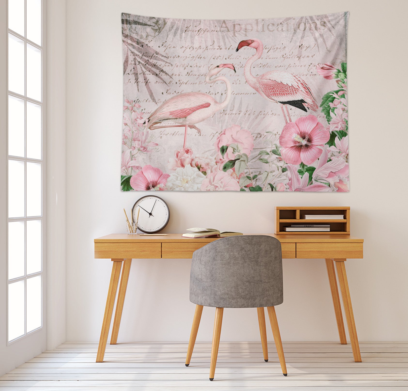 3D Flamingo Flowers 11842 Andrea haase Tapestry Hanging Cloth Hang