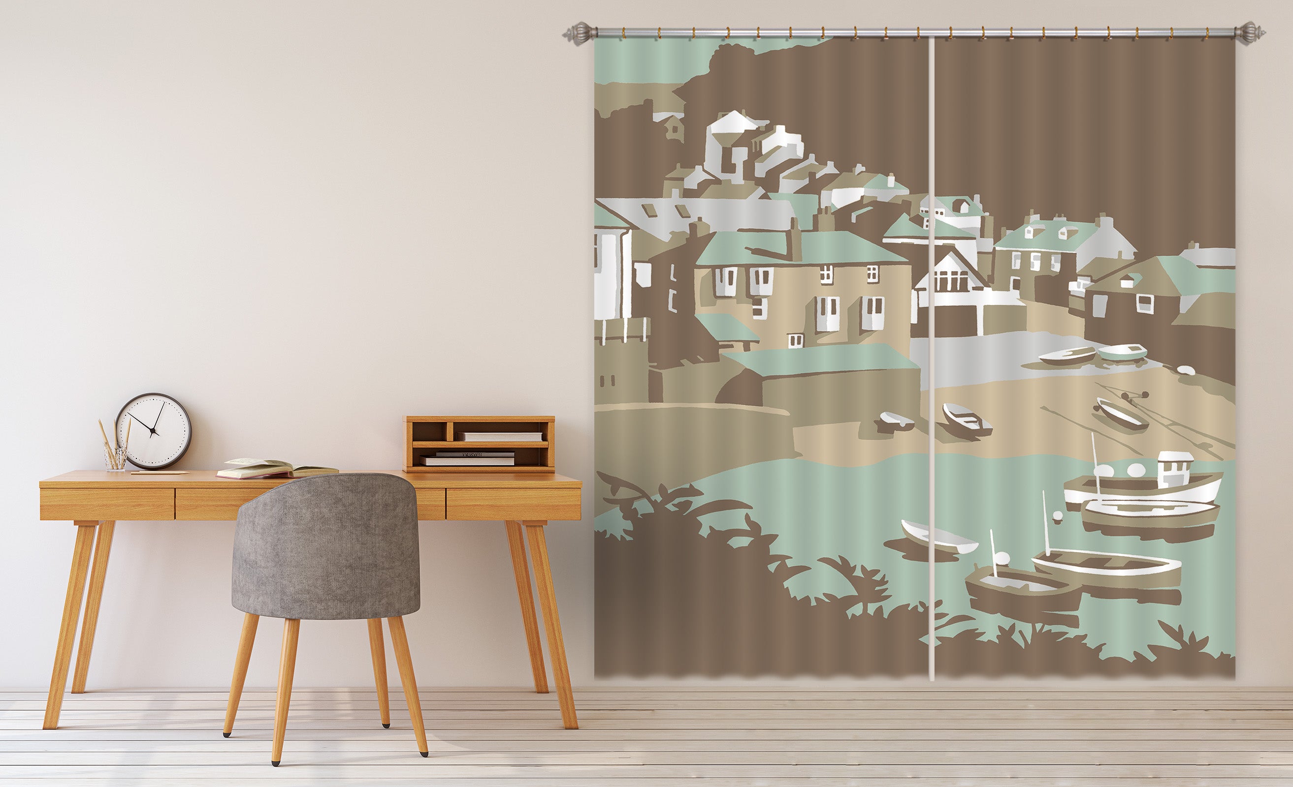 3D Port Isaac 135 Steve Read Curtain Curtains Drapes