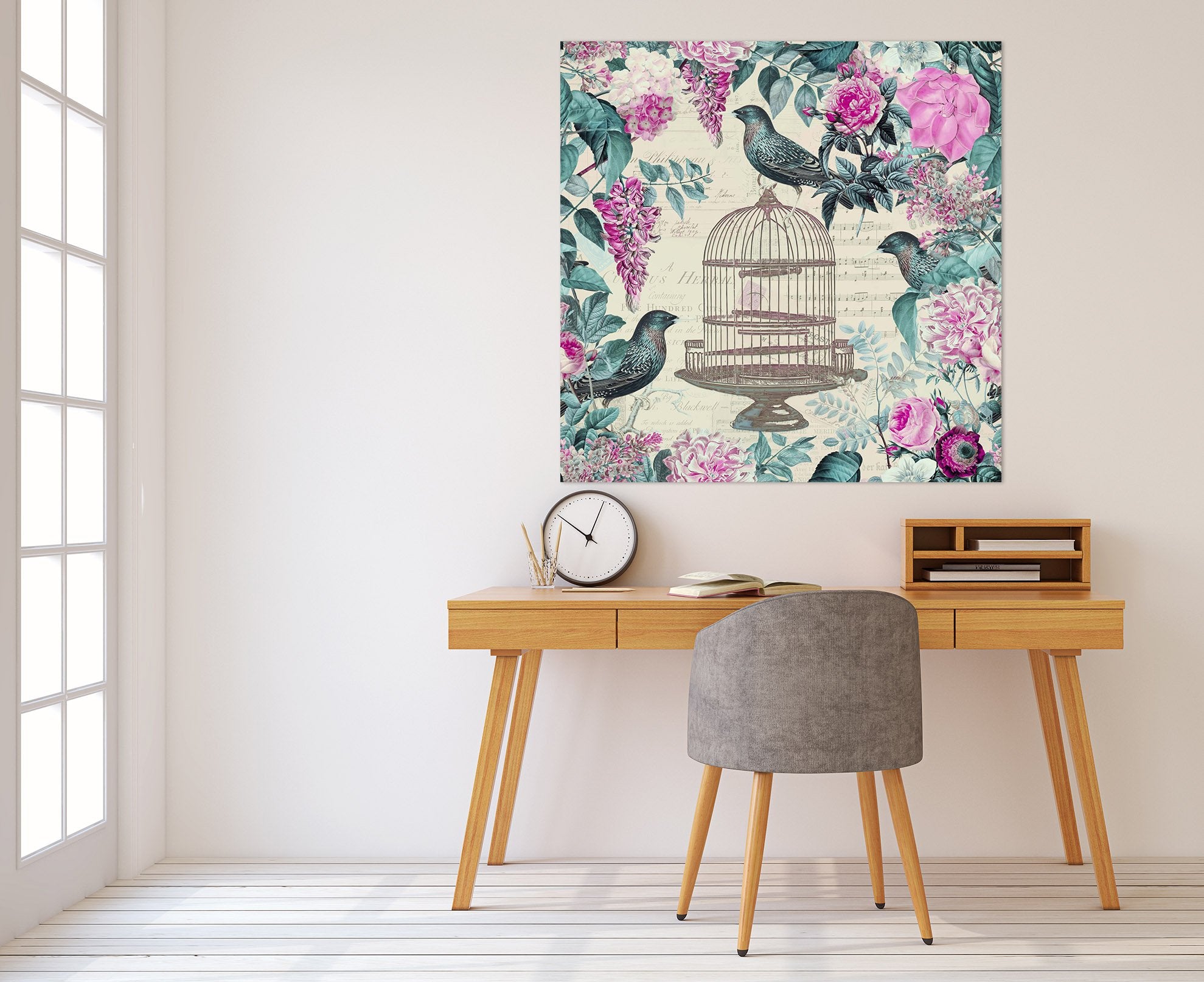 3D Birdcage And Flowers 002 Andrea haase Wall Sticker Wallpaper AJ Wallpaper 2