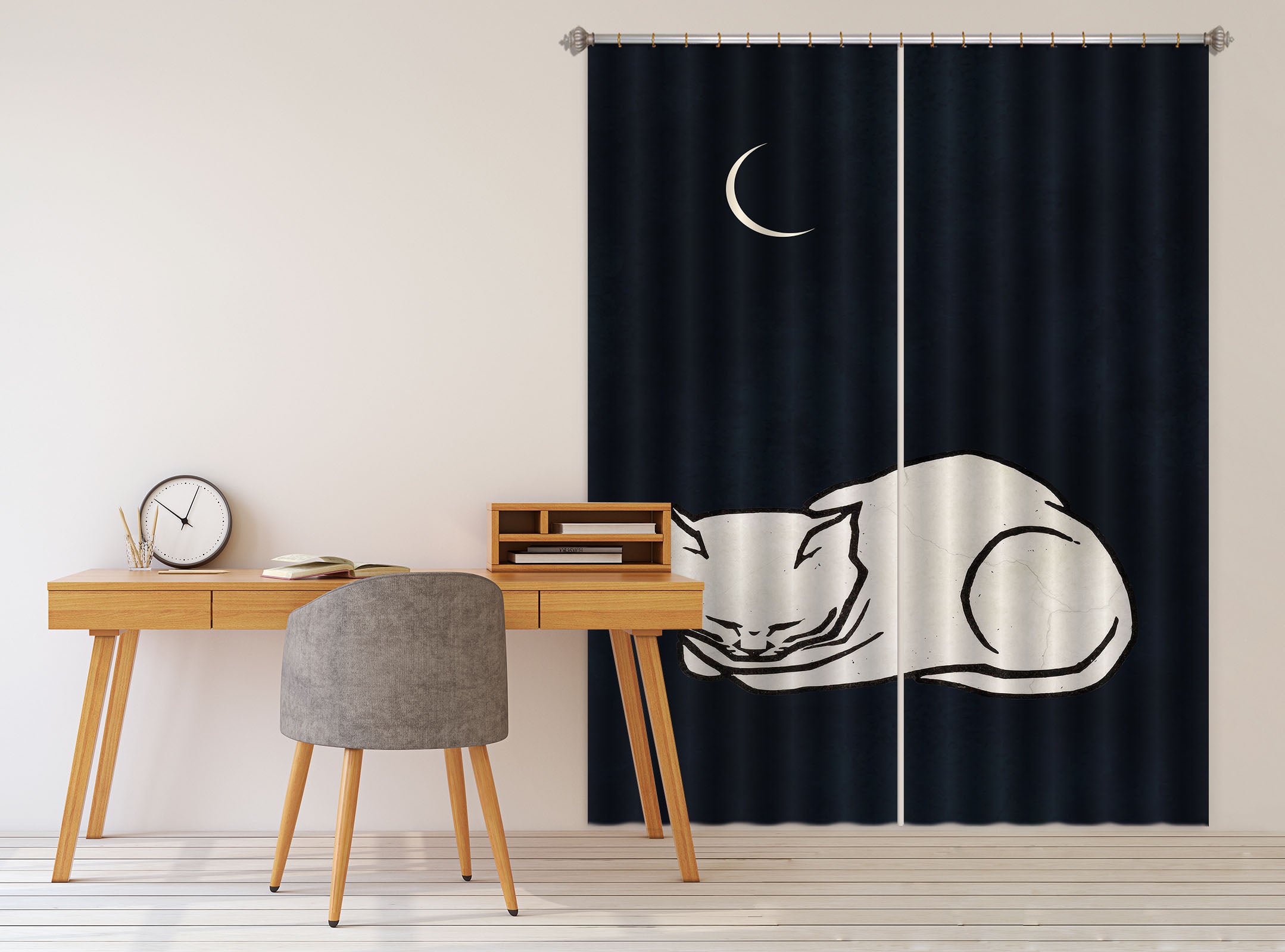 3D White Kitten 1029 Boris Draschoff Curtain Curtains Drapes