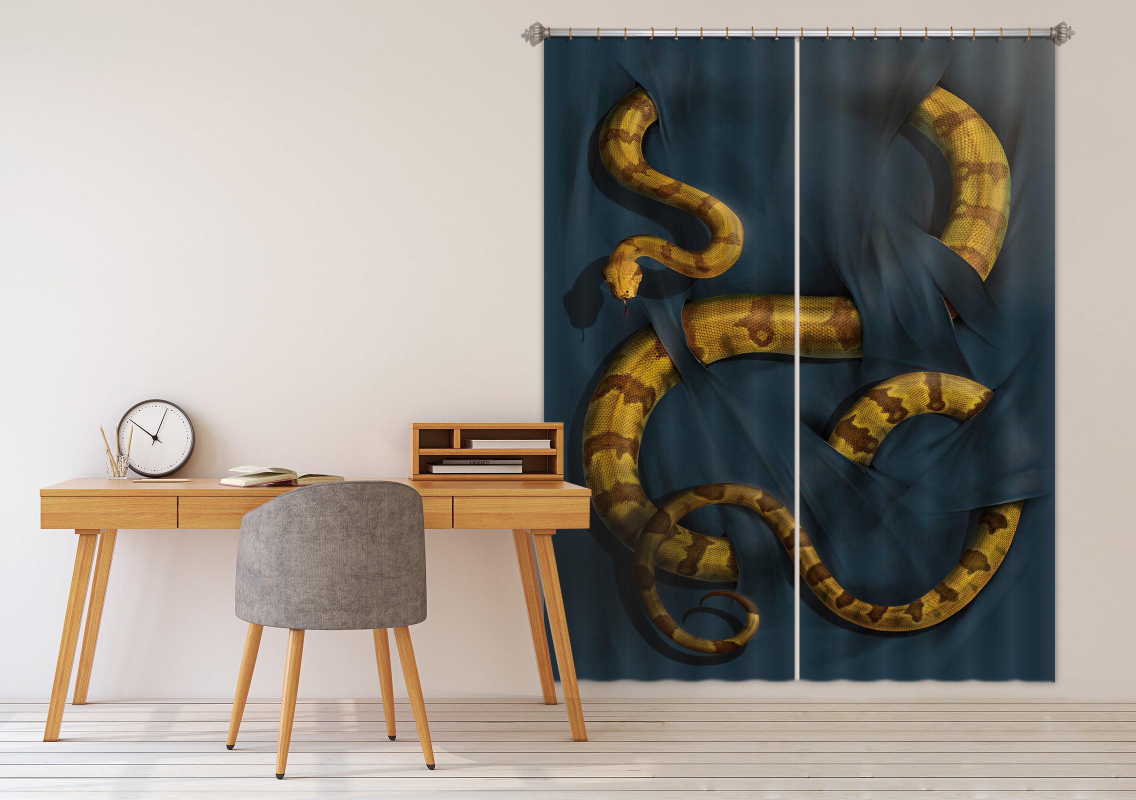 3D Boa Constrictor 014 Vincent Hie Curtain Curtains Drapes
