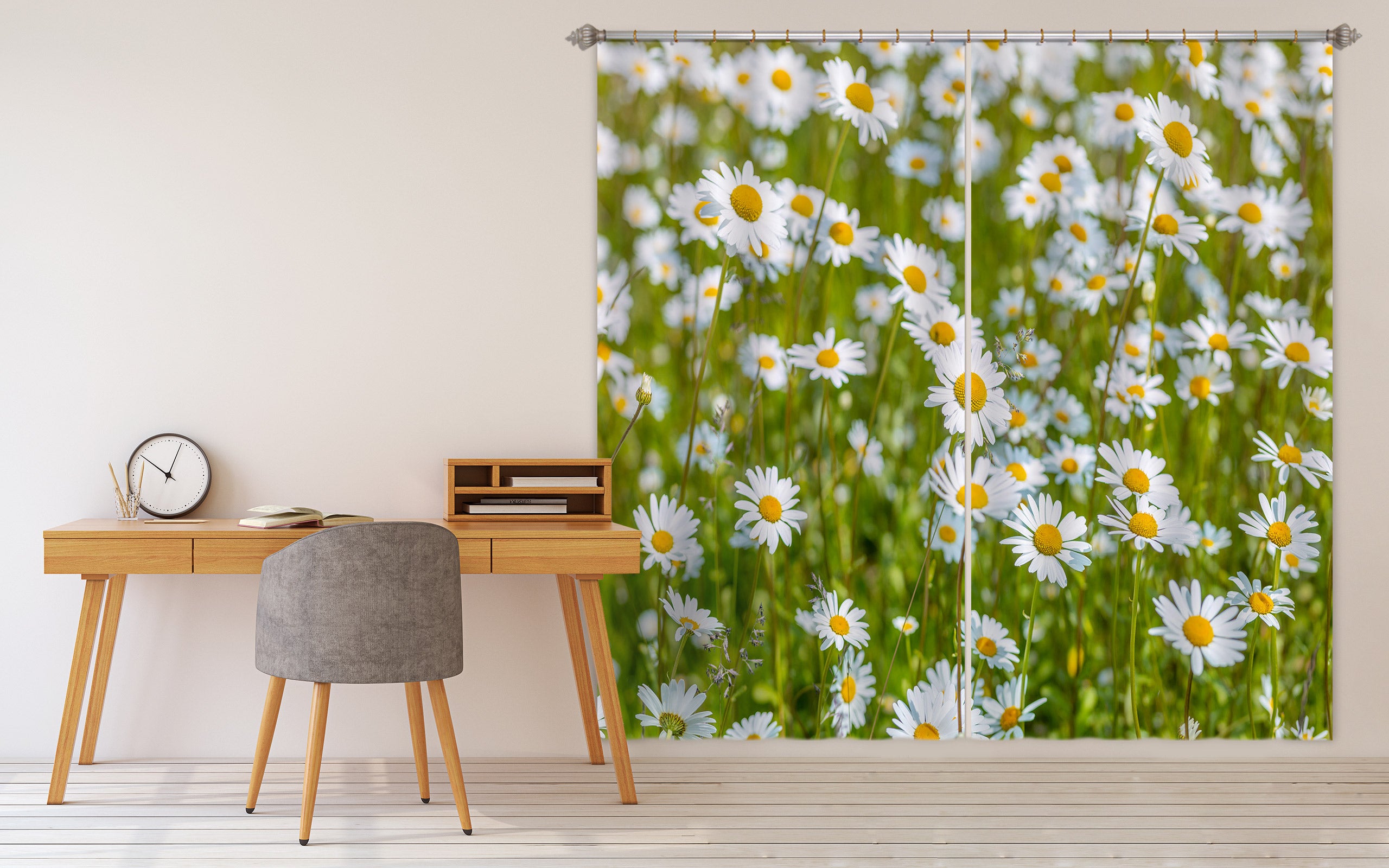 3D White Daisy 6562 Assaf Frank Curtain Curtains Drapes