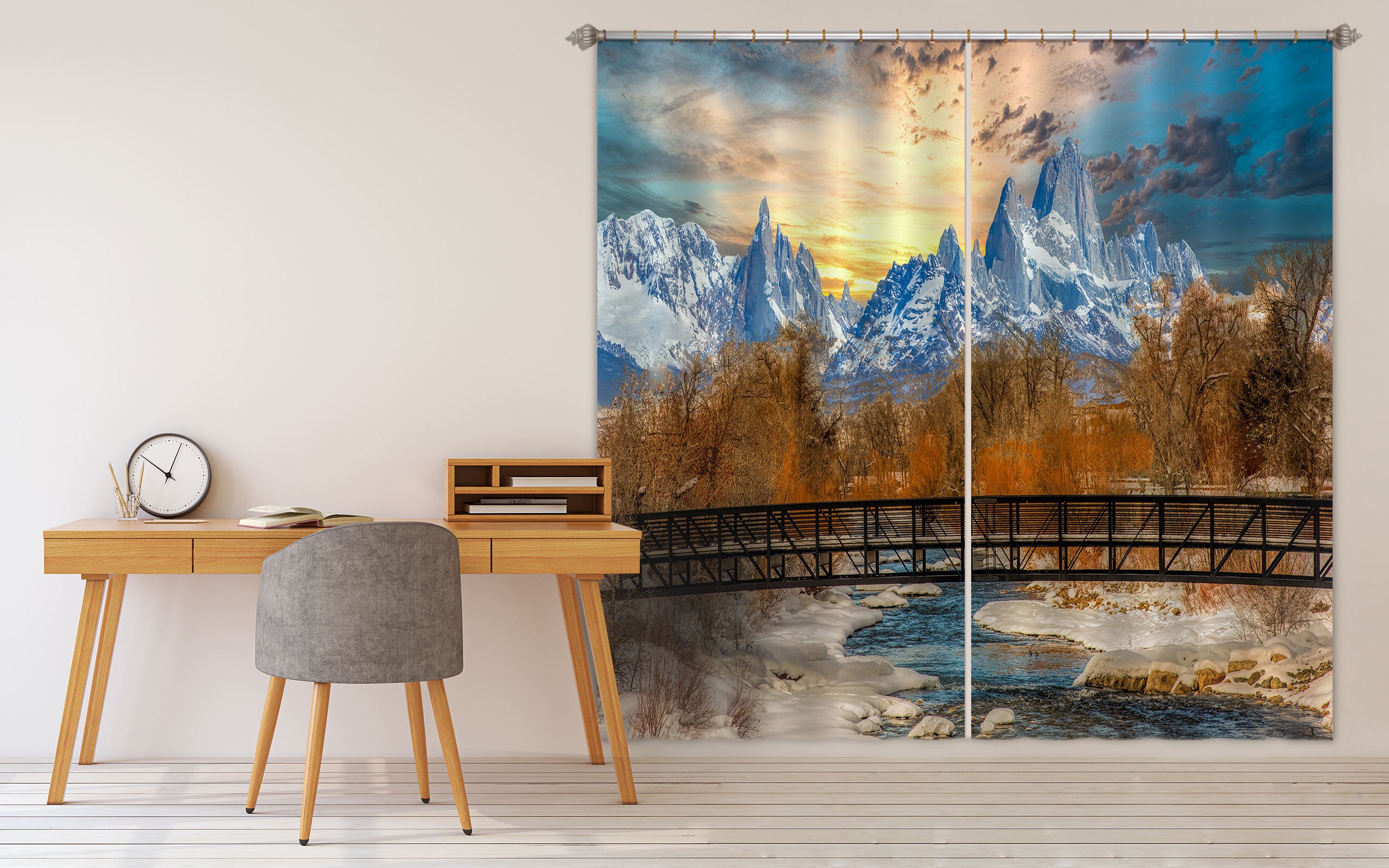 3D Snow Mountain 5367 Beth Sheridan Curtain Curtains Drapes