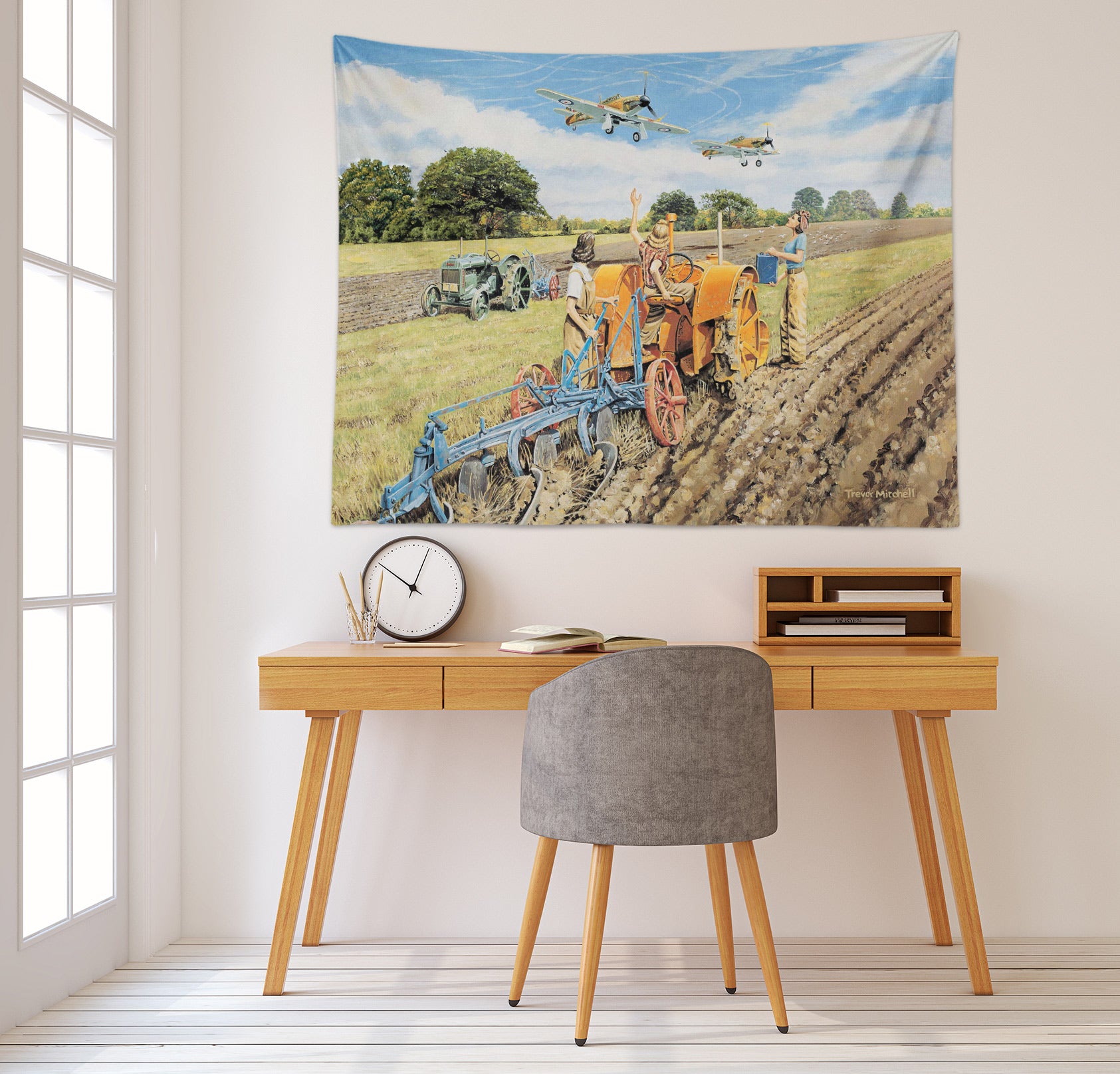 3D Field Airplane 11276 Trevor Mitchell Tapestry Hanging Cloth Hang