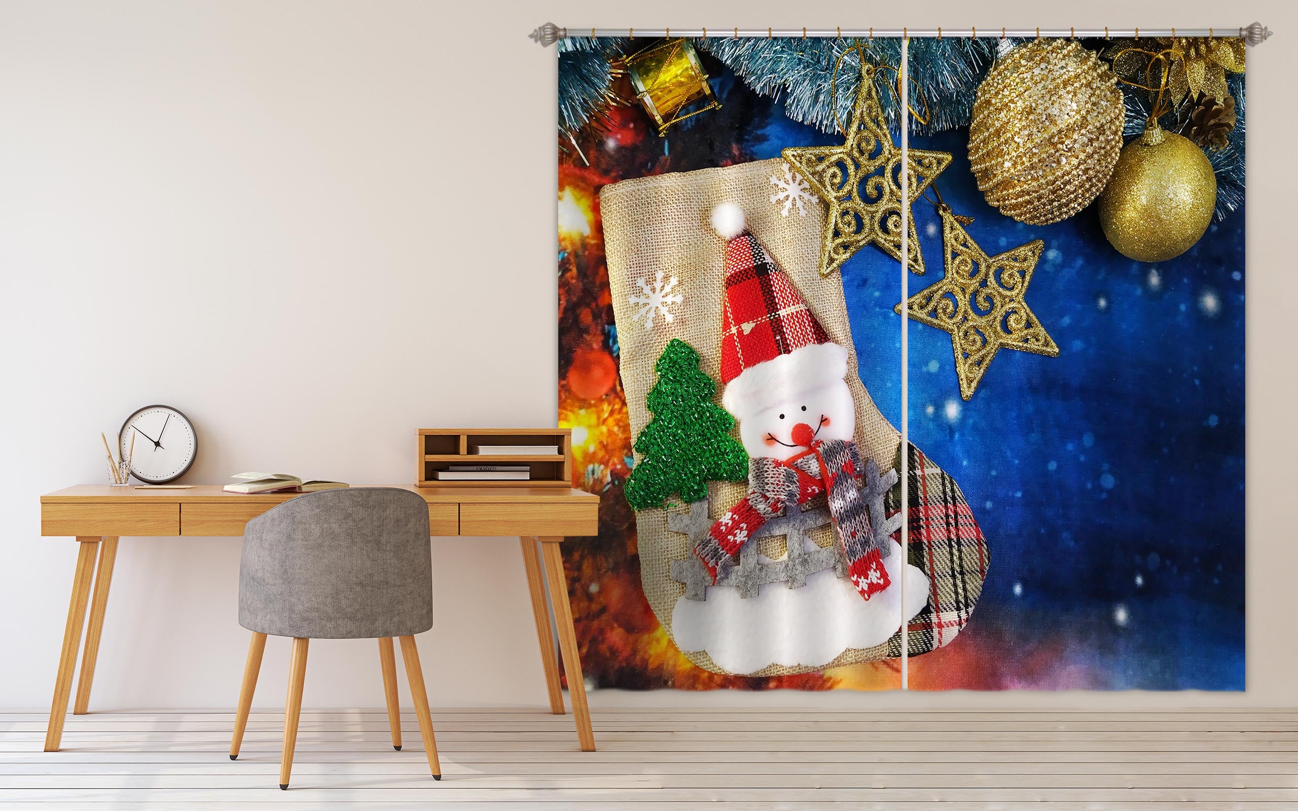 3D Snowman 53149 Christmas Curtains Drapes Xmas