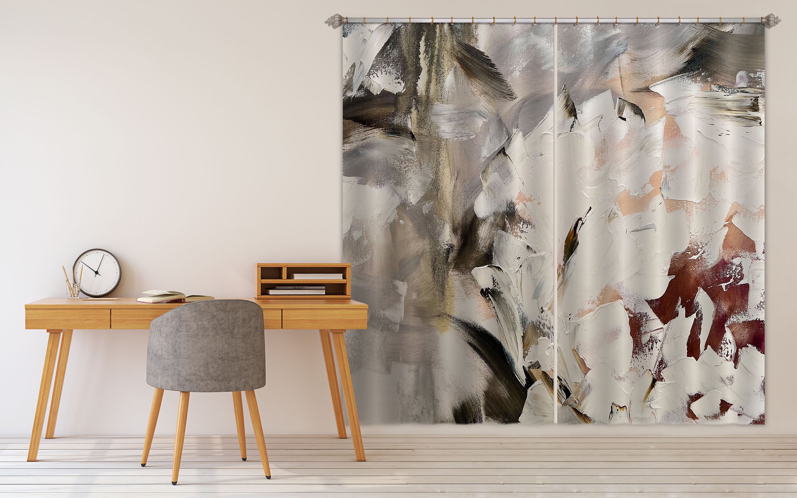 3D White Flower 3027 Skromova Marina Curtain Curtains Drapes