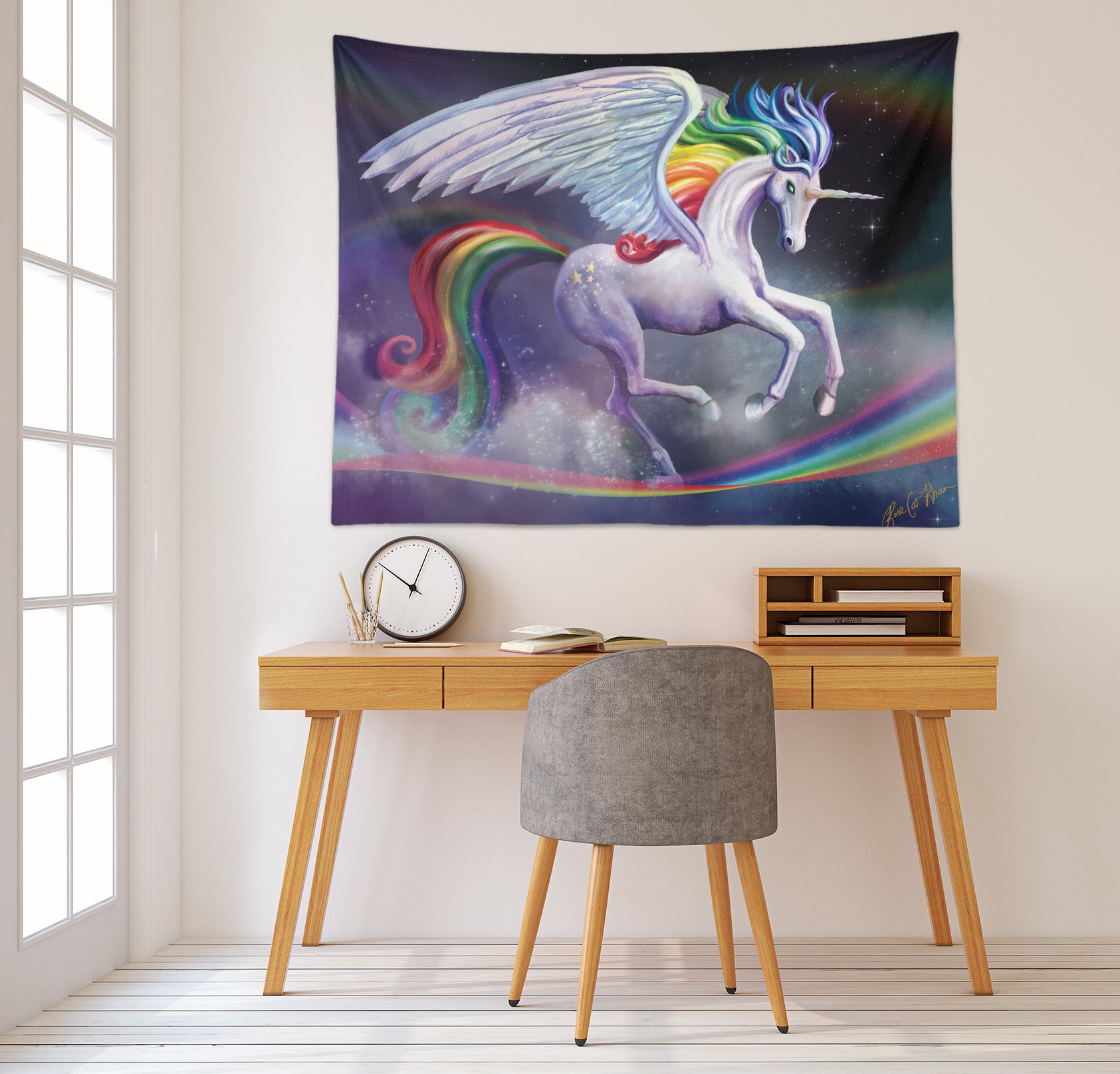 3D Rainbow Unicorn 957 Rose Catherine Khan Tapestry Hanging Cloth Hang