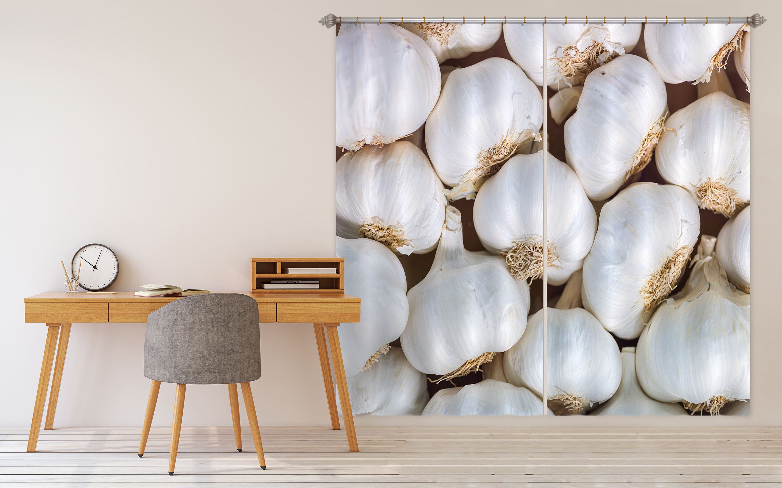 3D White Garlic 6557 Assaf Frank Curtain Curtains Drapes