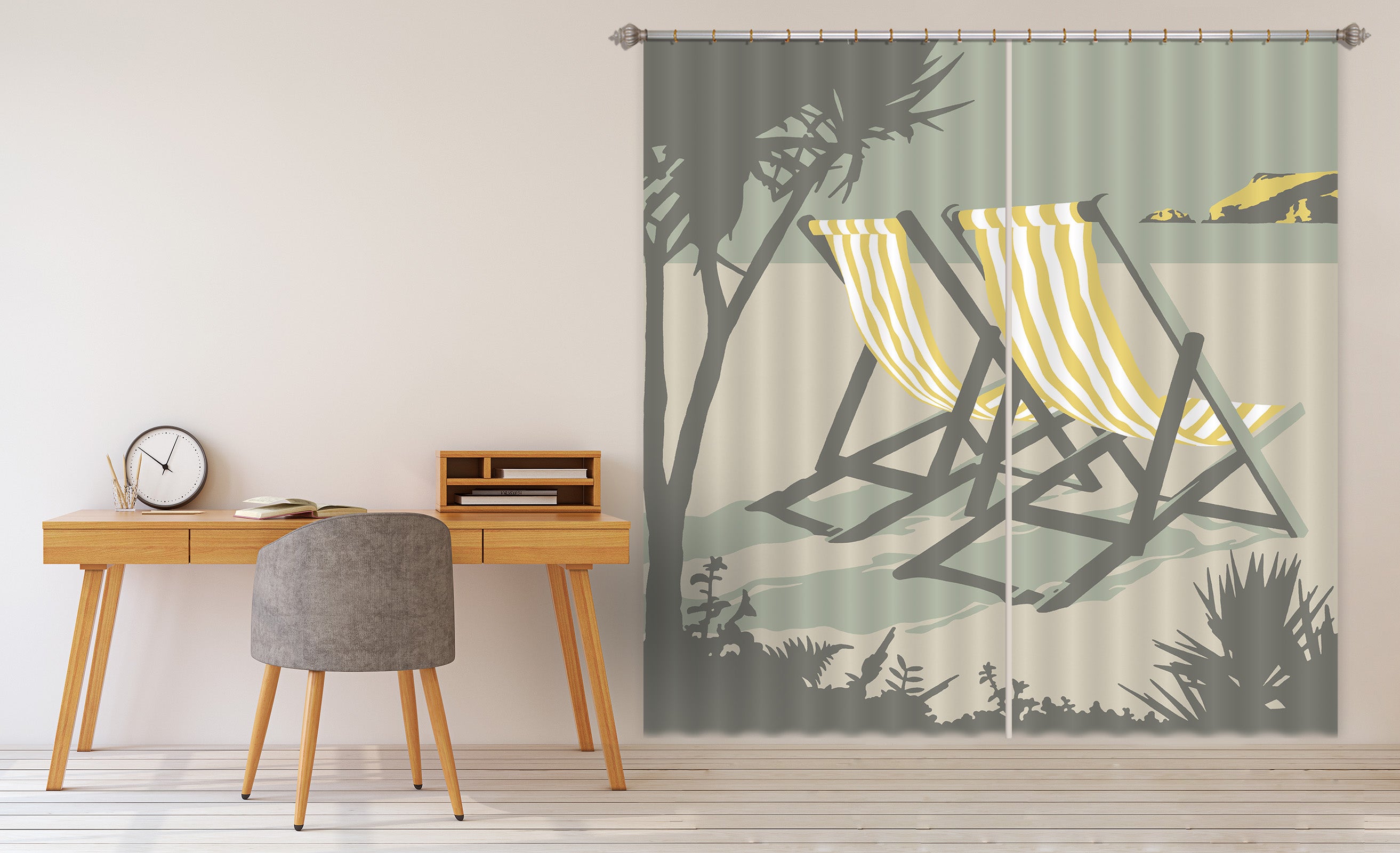 3D Polzeath Deckchairs 132 Steve Read Curtain Curtains Drapes