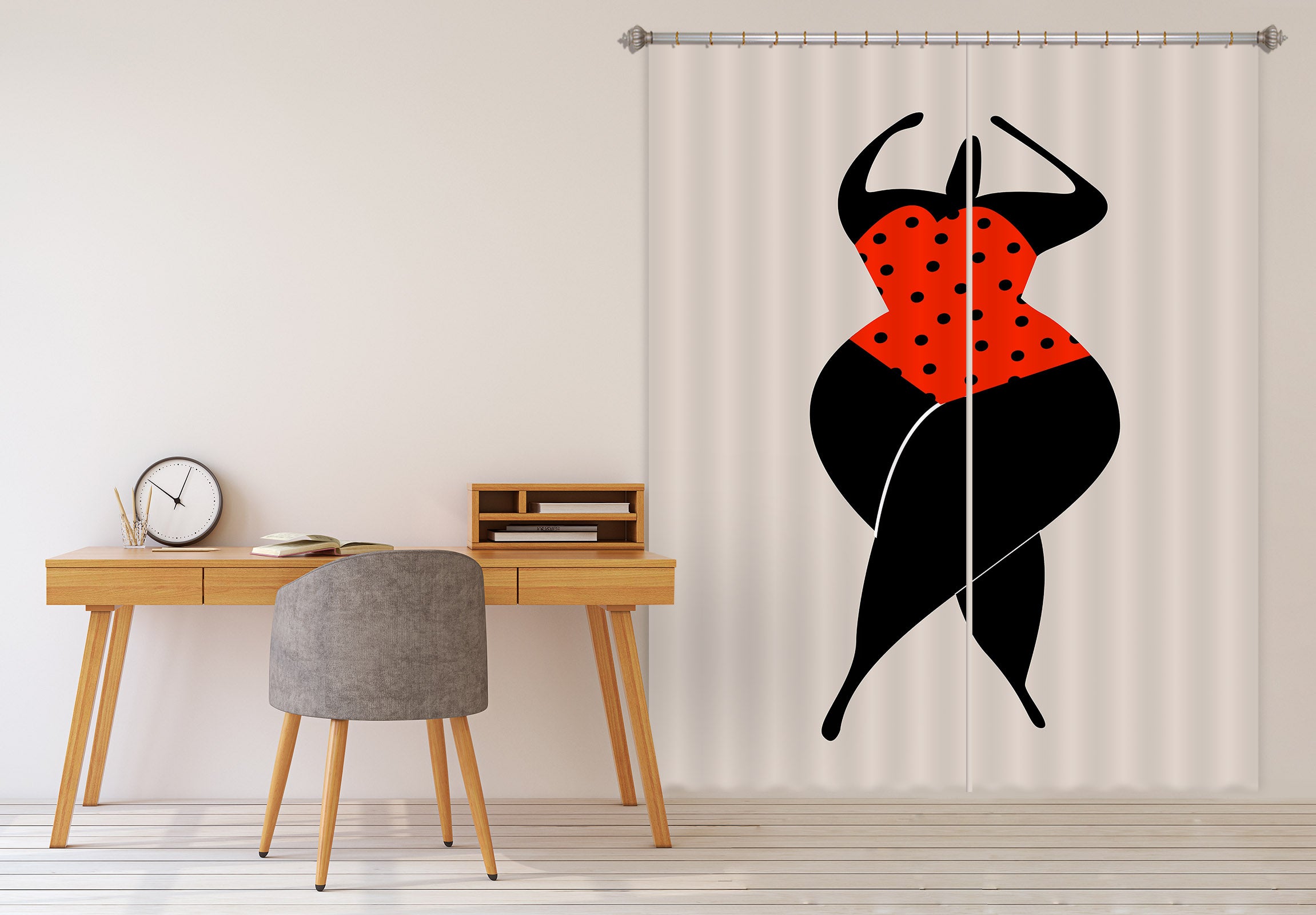 3D Red Dancing 1032 Boris Draschoff Curtain Curtains Drapes