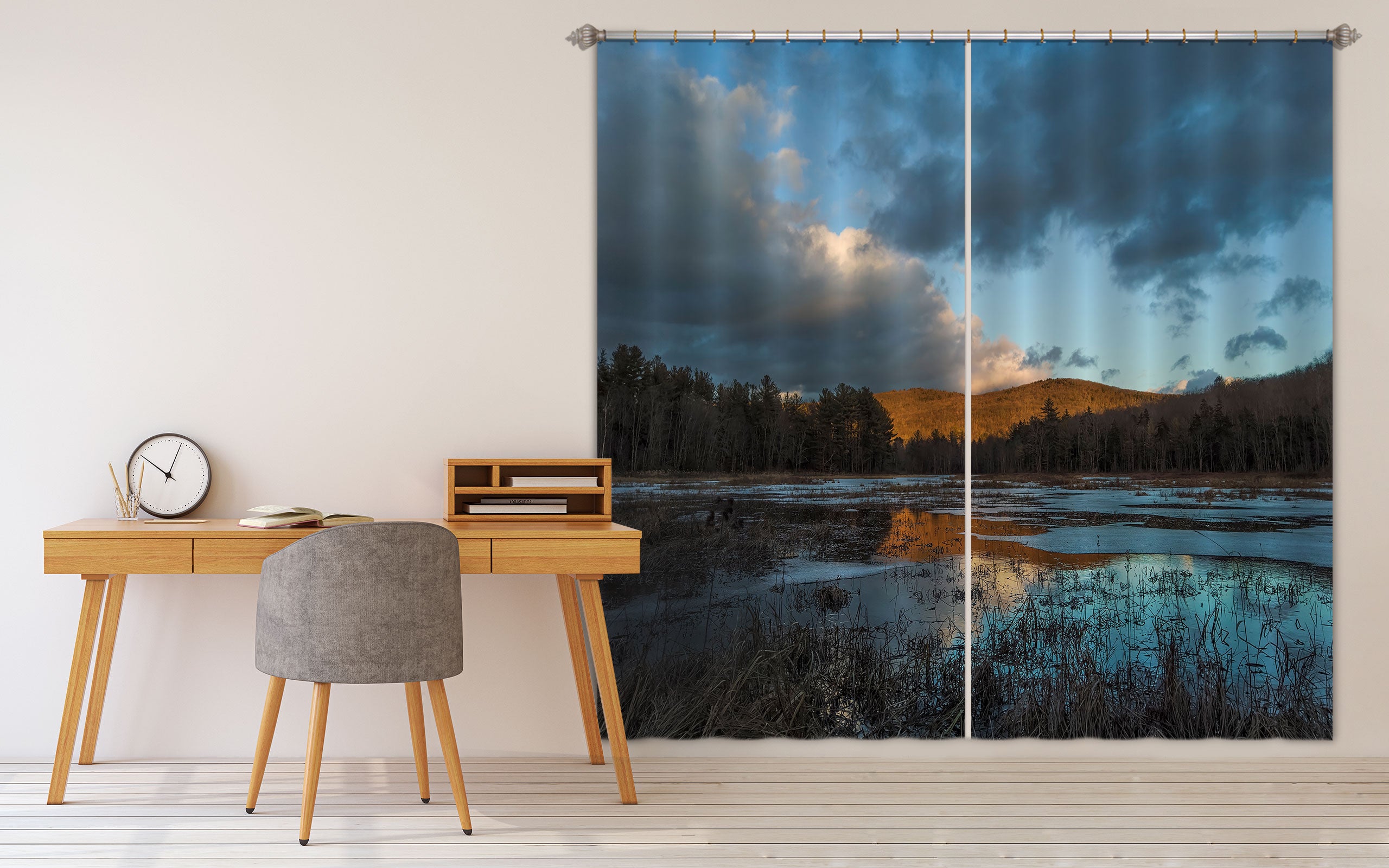 3D Winter Marsh 034 Jerry LoFaro Curtain Curtains Drapes