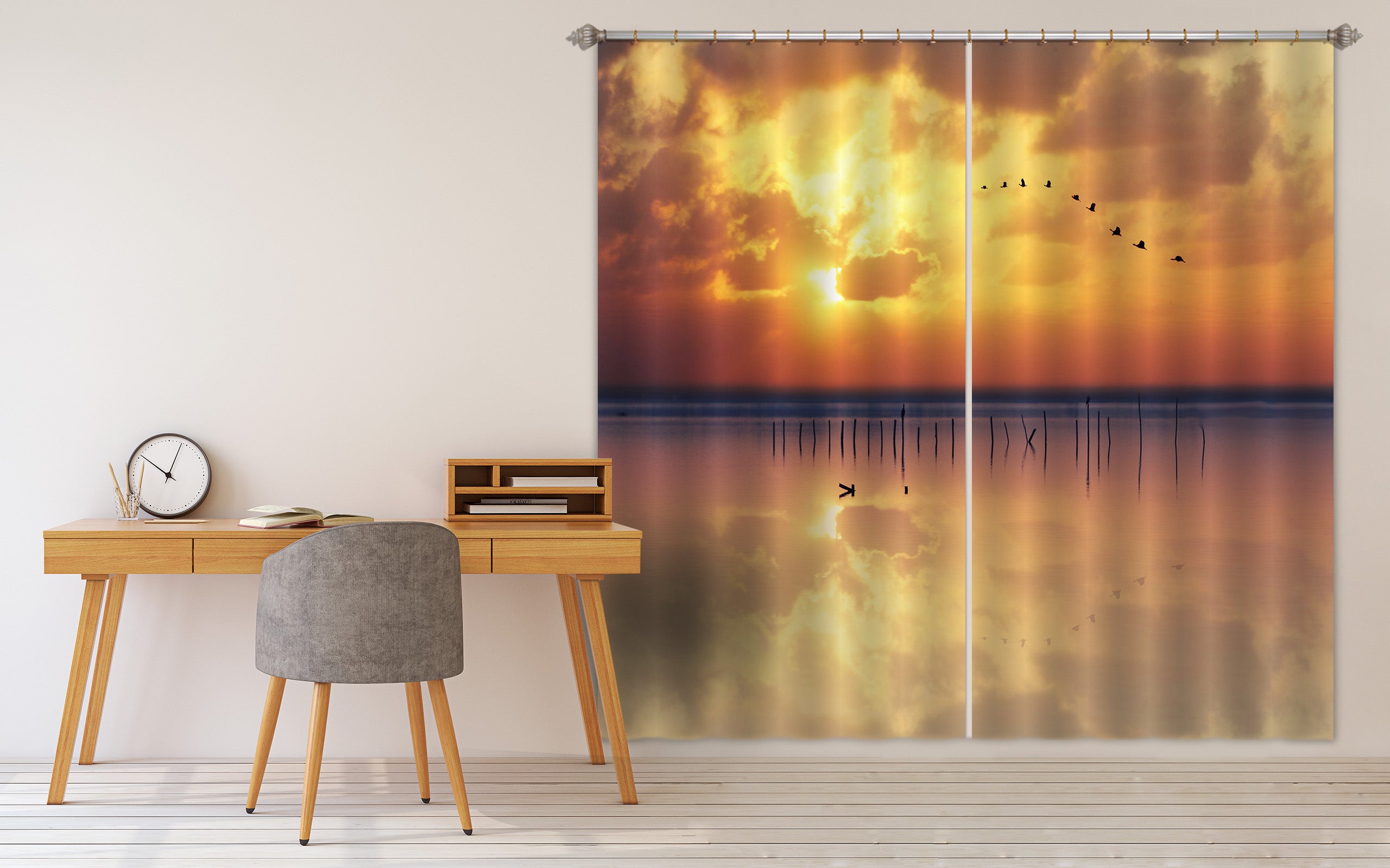 3D Sunset River 134 Marco Carmassi Curtain Curtains Drapes