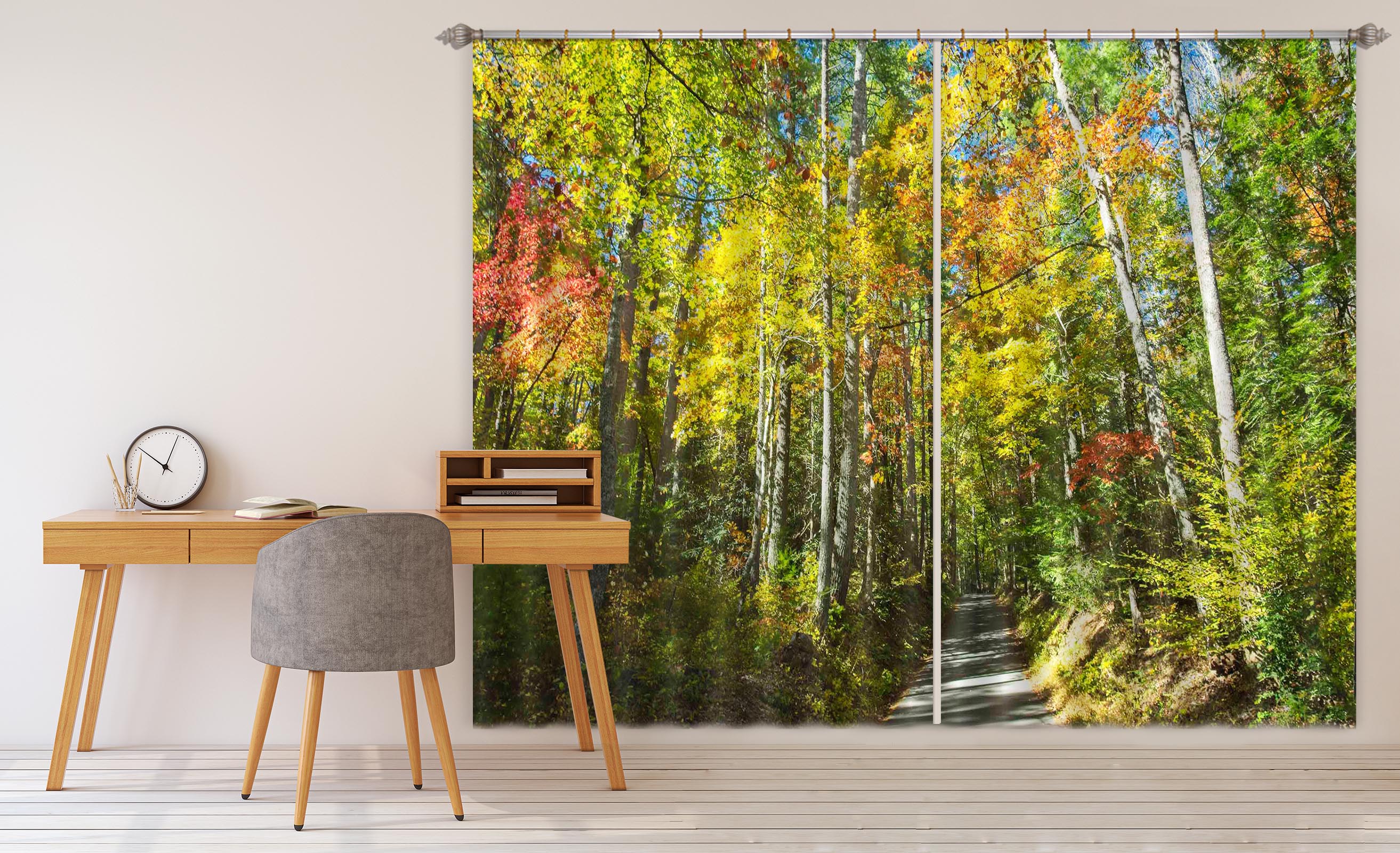 3D Sunny Forest 059 Kathy Barefield Curtain Curtains Drapes