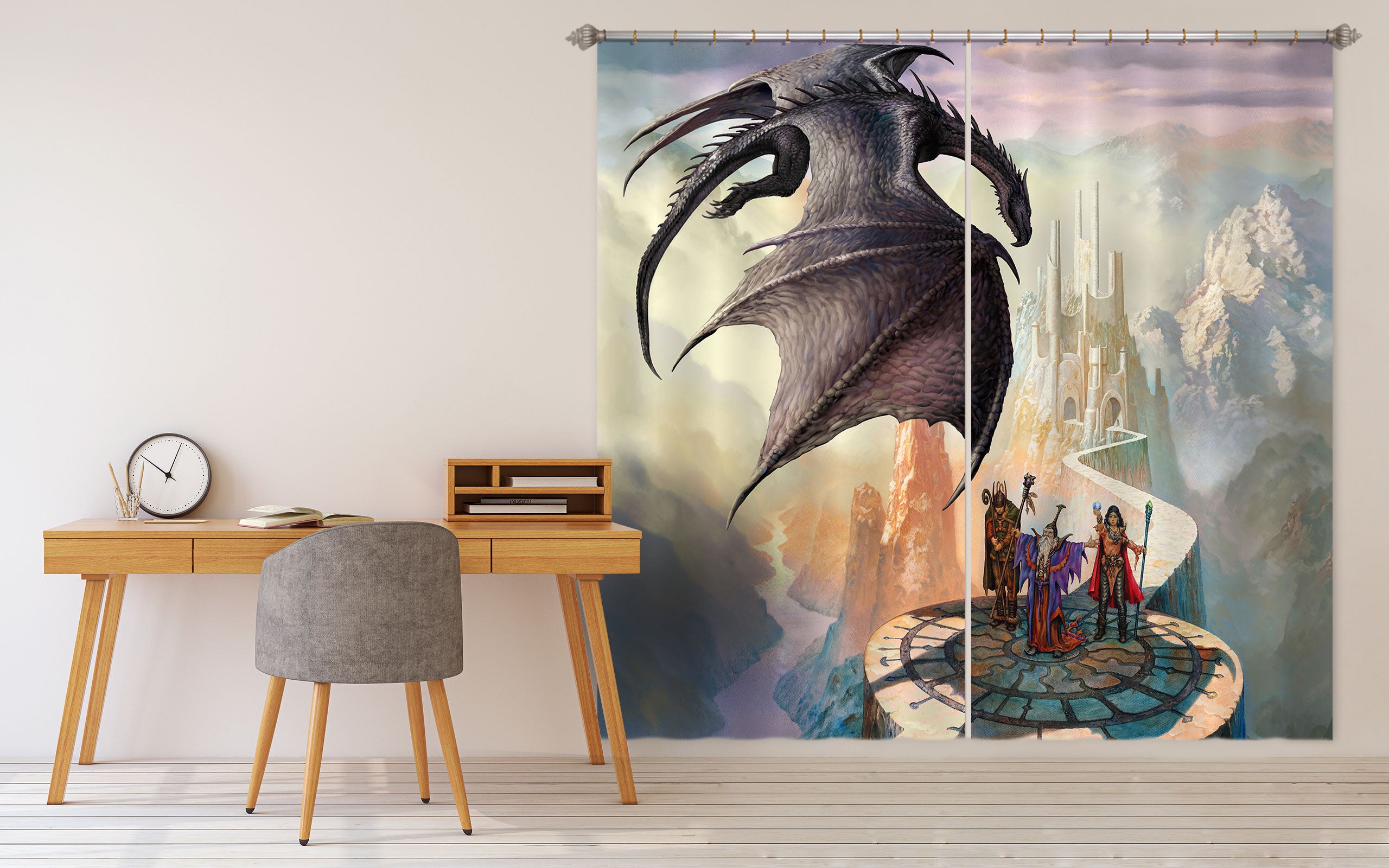 3D Fly Dragon Castle 8031 Ciruelo Curtain Curtains Drapes