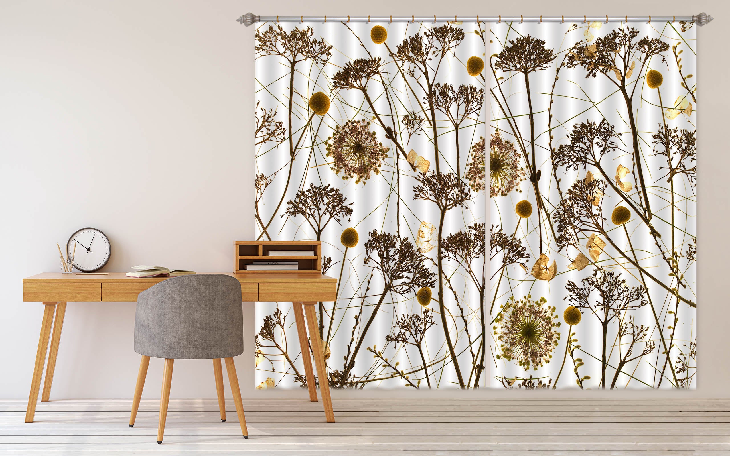 3D Withered Chrysanthemum 205 Assaf Frank Curtain Curtains Drapes