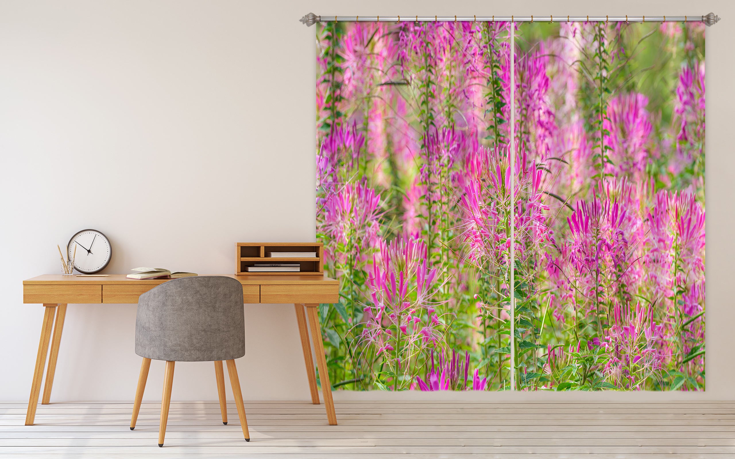 3D Pink Flowers 6567 Assaf Frank Curtain Curtains Drapes