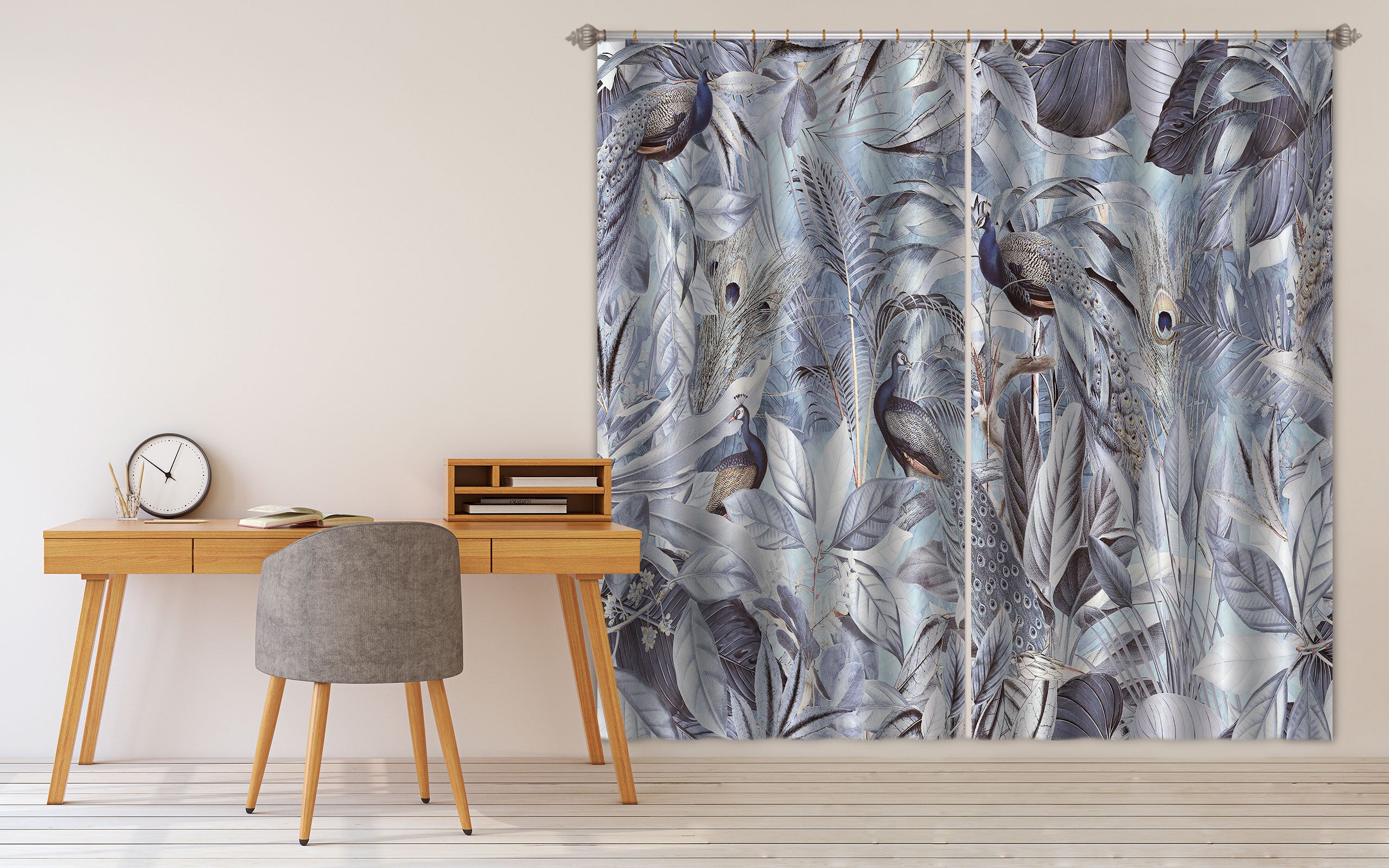 3D Blue Peacock 010 Andrea haase Curtain Curtains Drapes