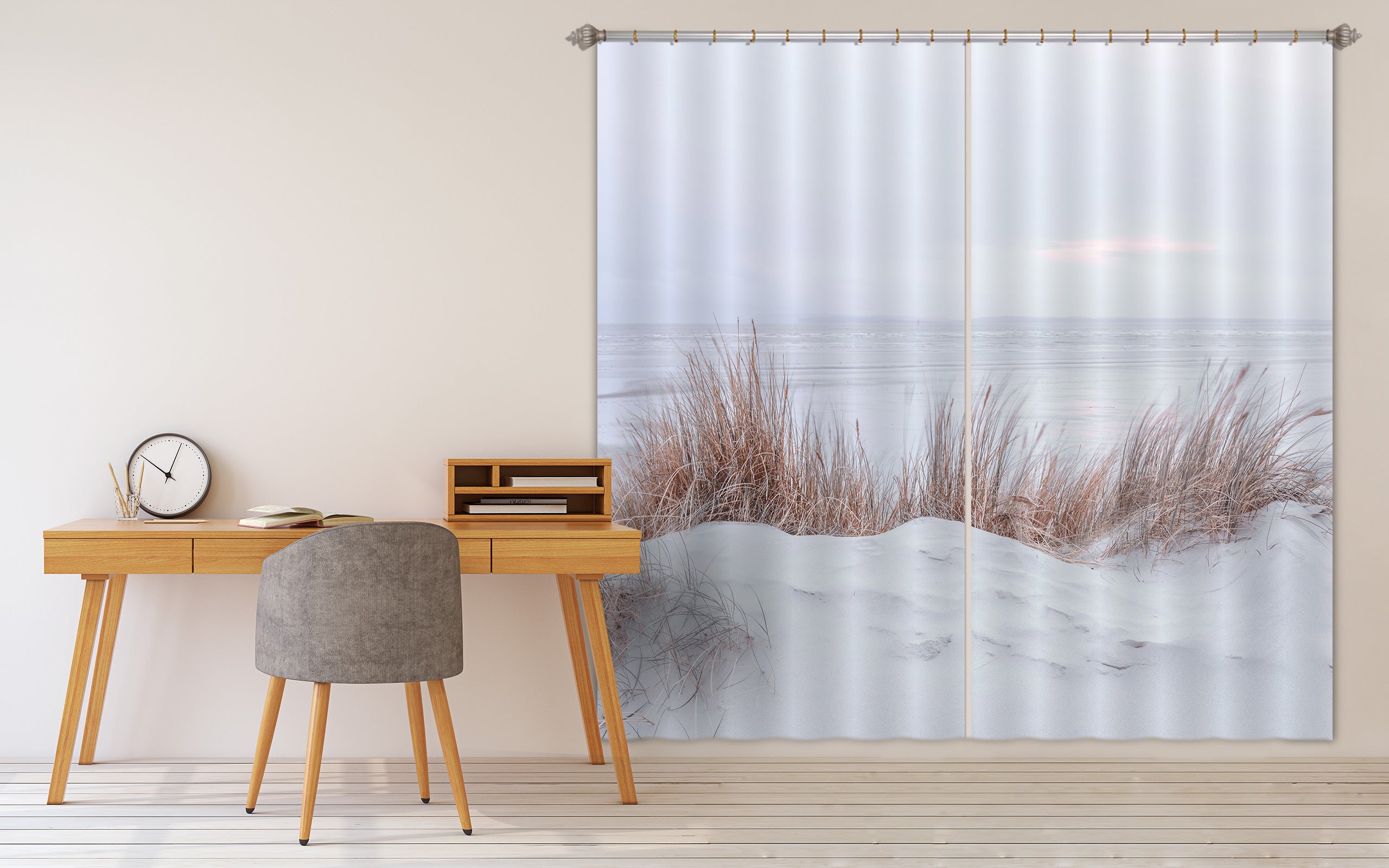 3D White Sand Beach 094 Assaf Frank Curtain Curtains Drapes