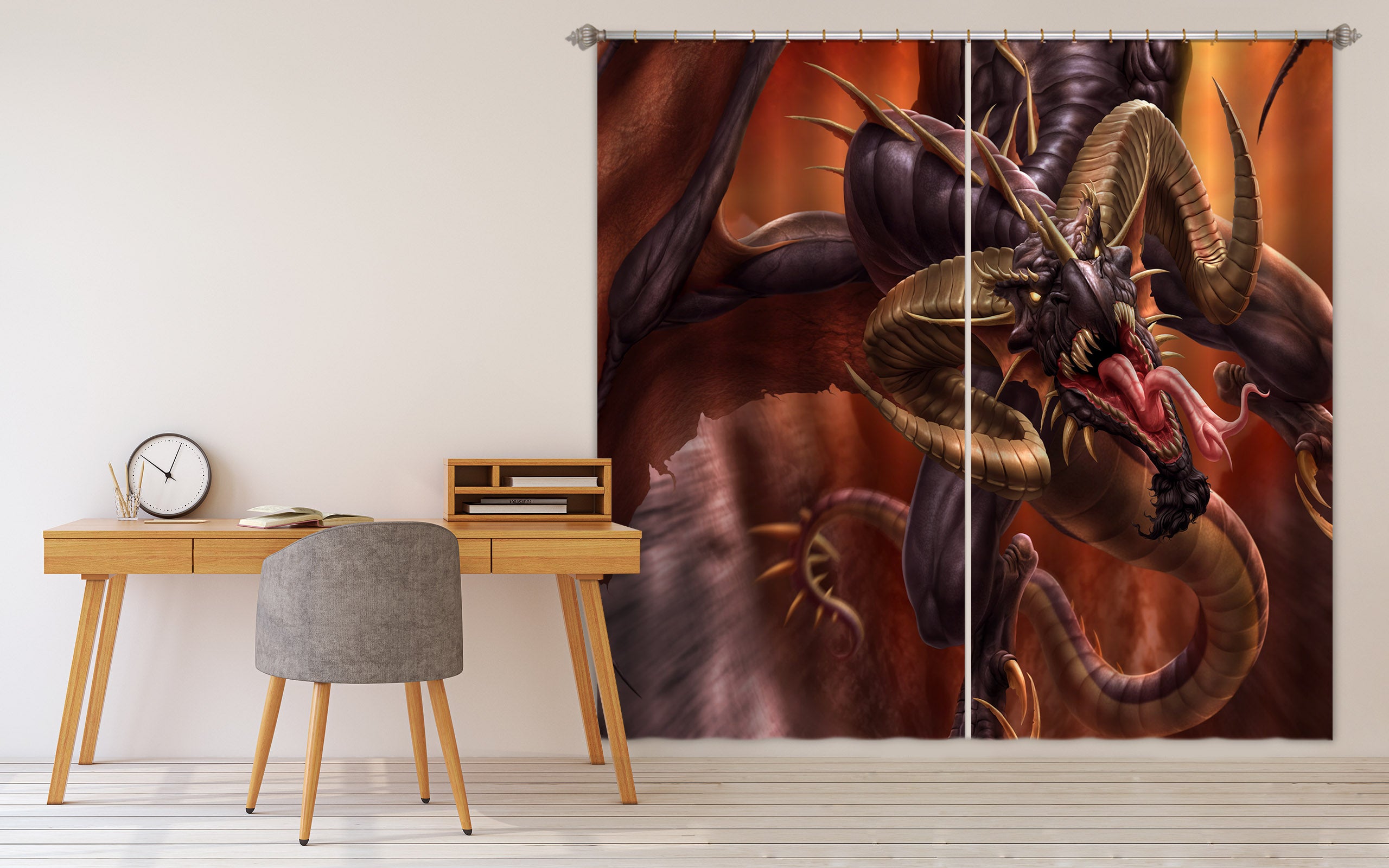 3D Dragon 5060 Tom Wood Curtain Curtains Drapes