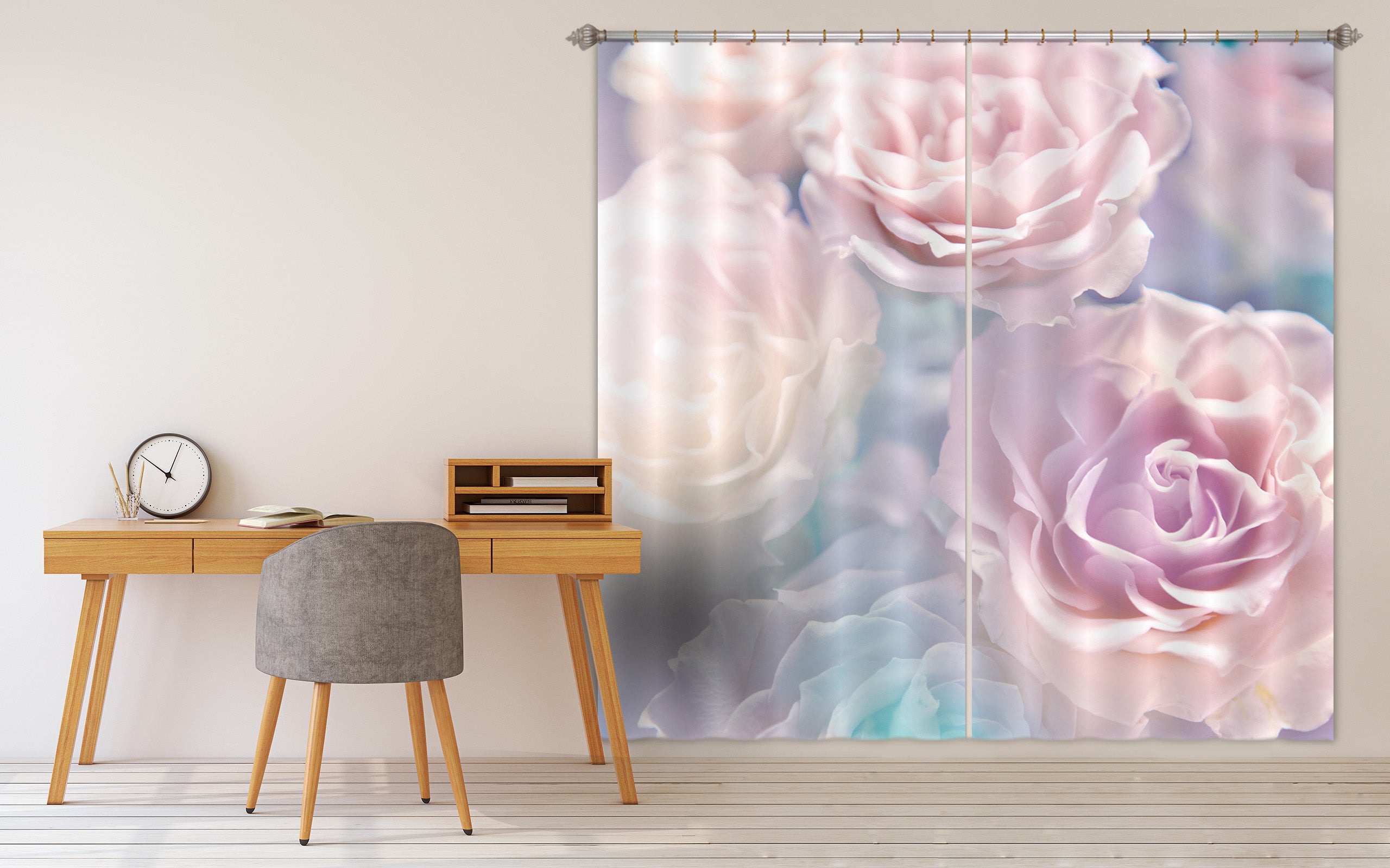 3D Pink Flowers 818 Curtains Drapes