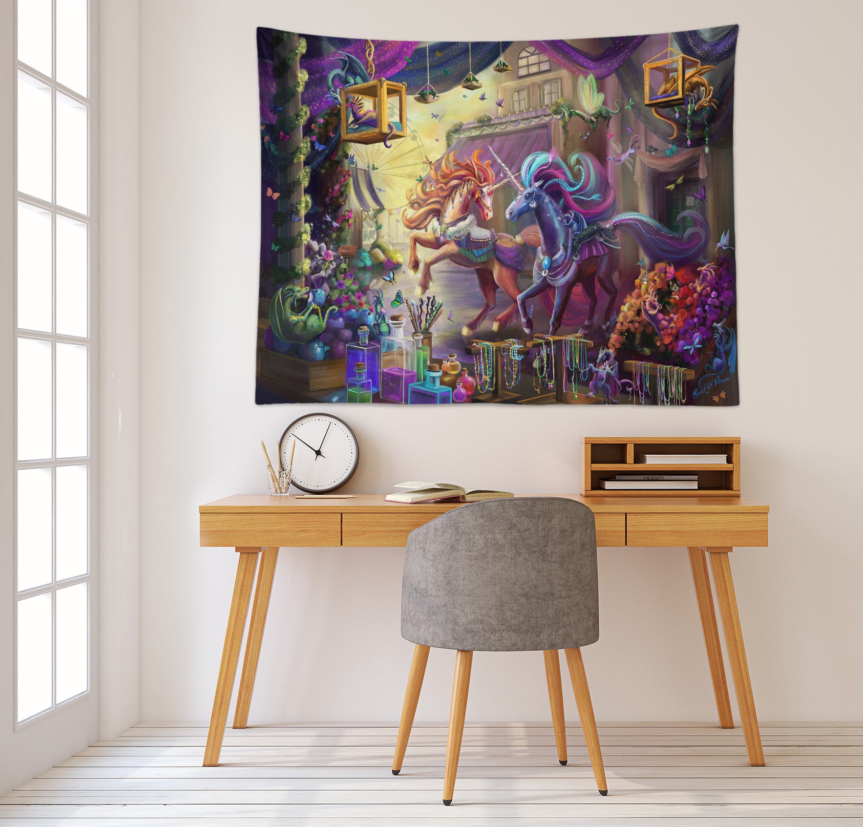 3D Castle Unicorn 5208 Rose Catherine Khan Tapestry Hanging Cloth Hang