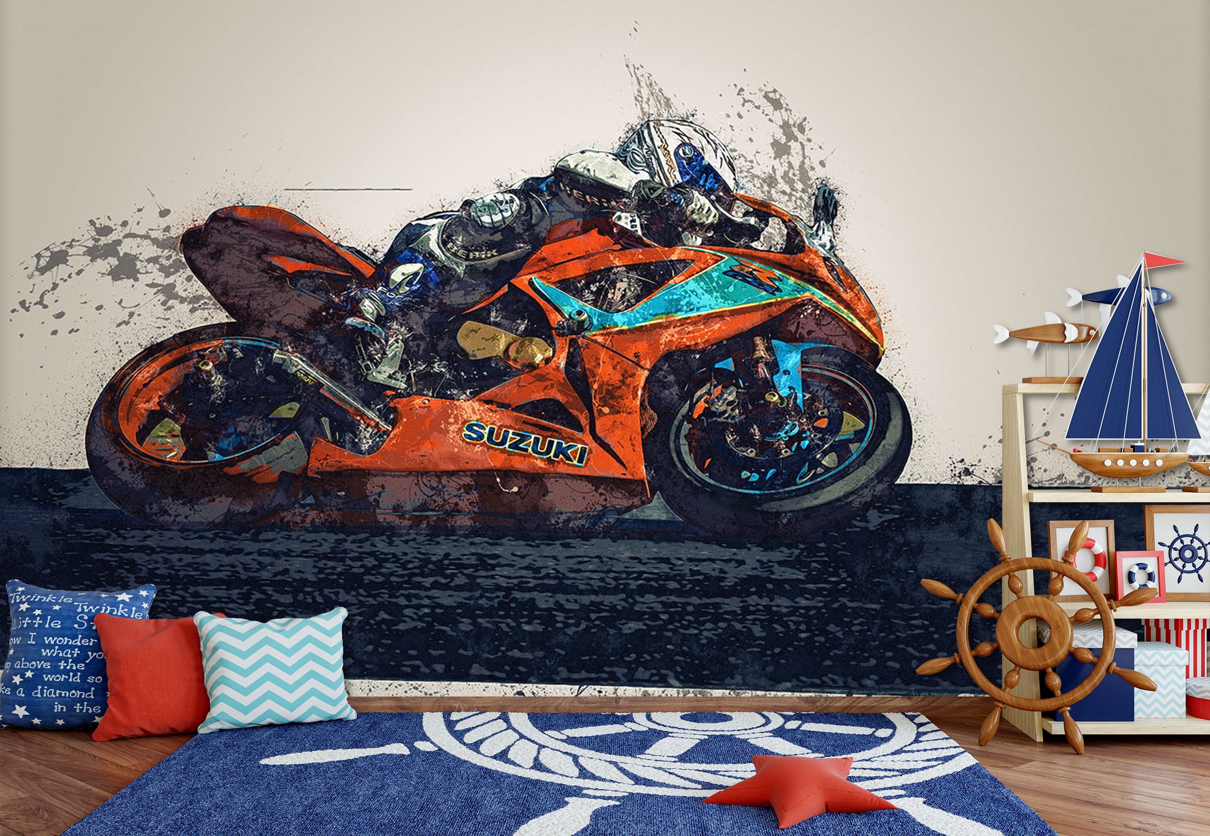 3D Painted Racing 186 Vehicle Wall Murals