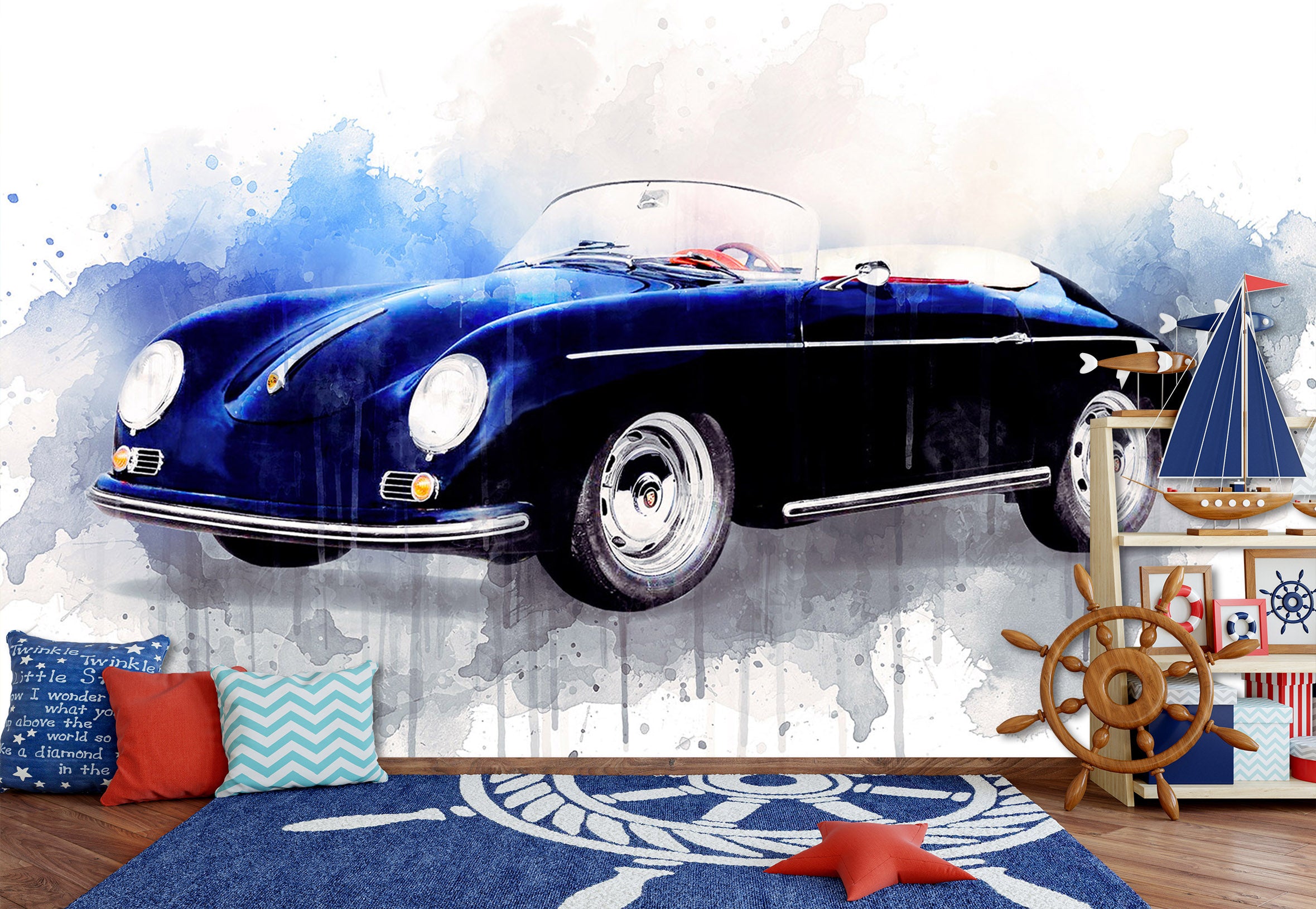 3D Watercolor Car 206 Vehicle Wall Murals