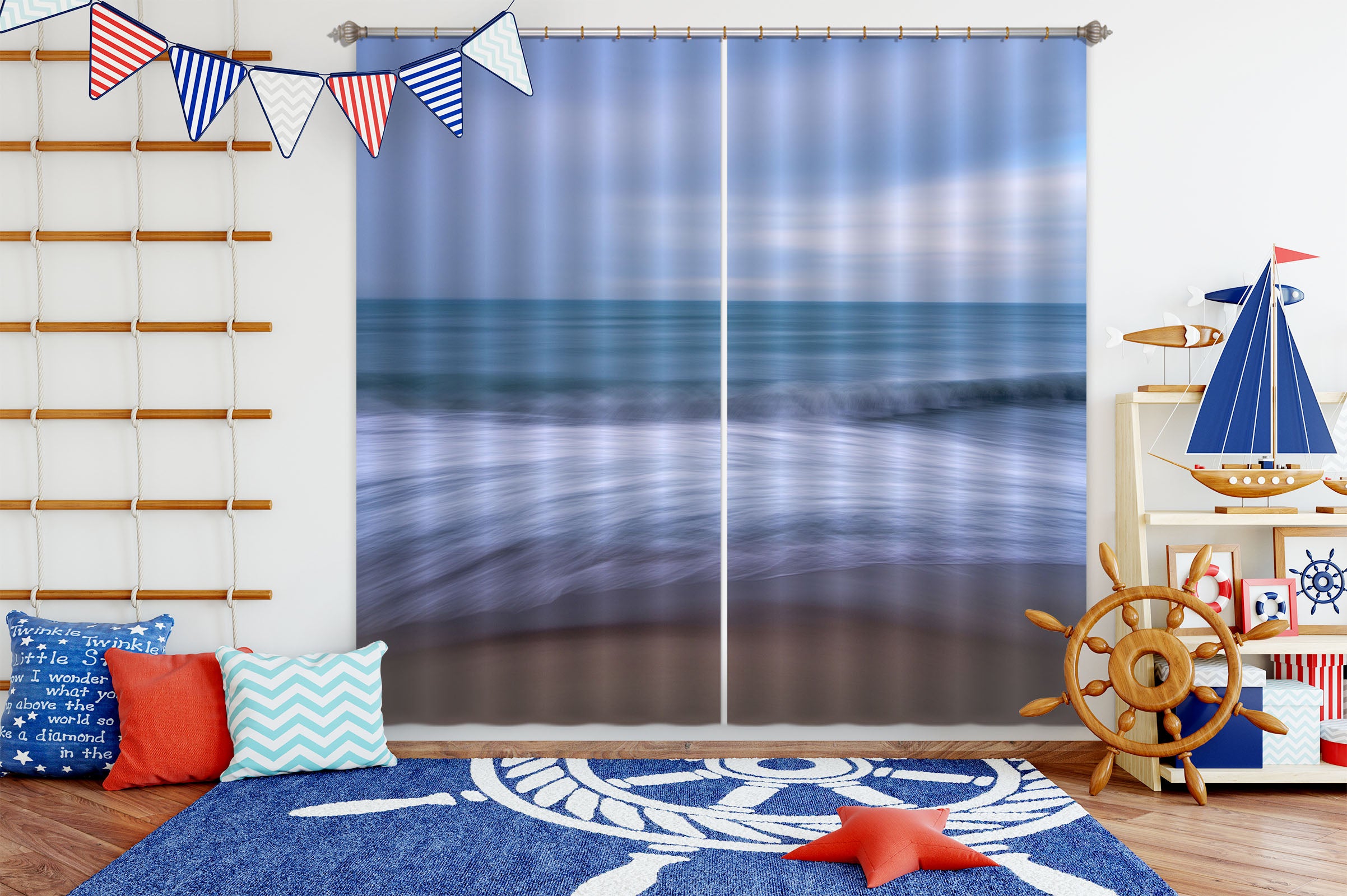 3D Wave Beach 122 Marco Carmassi Curtain Curtains Drapes