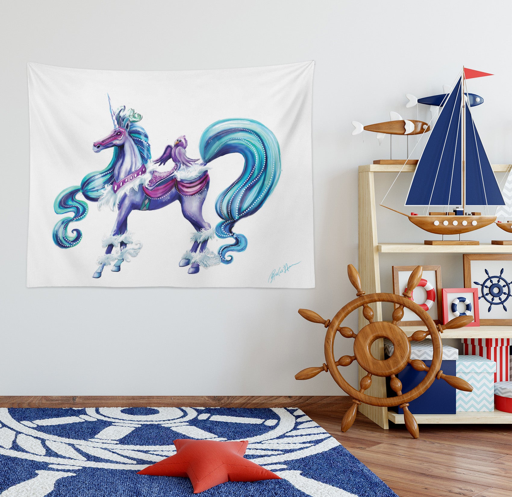 3D Elegant Unicorn 5213 Rose Catherine Khan Tapestry Hanging Cloth Hang