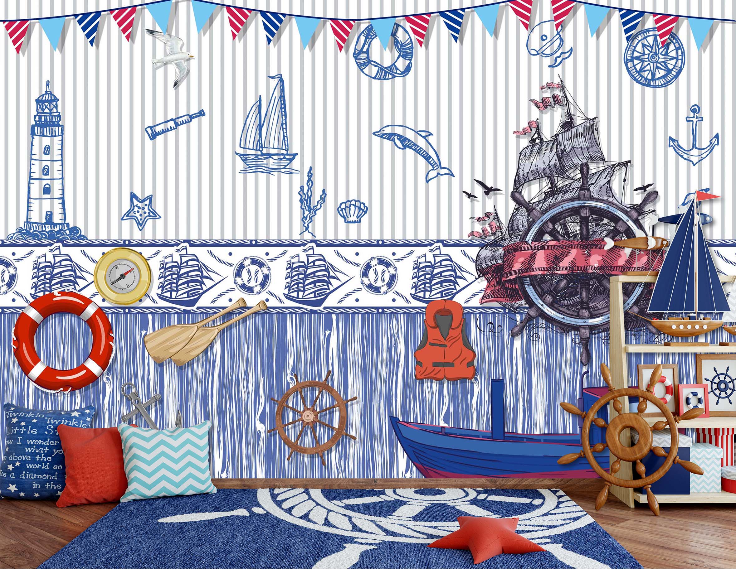 3D Light Ship 2051 Wall Murals