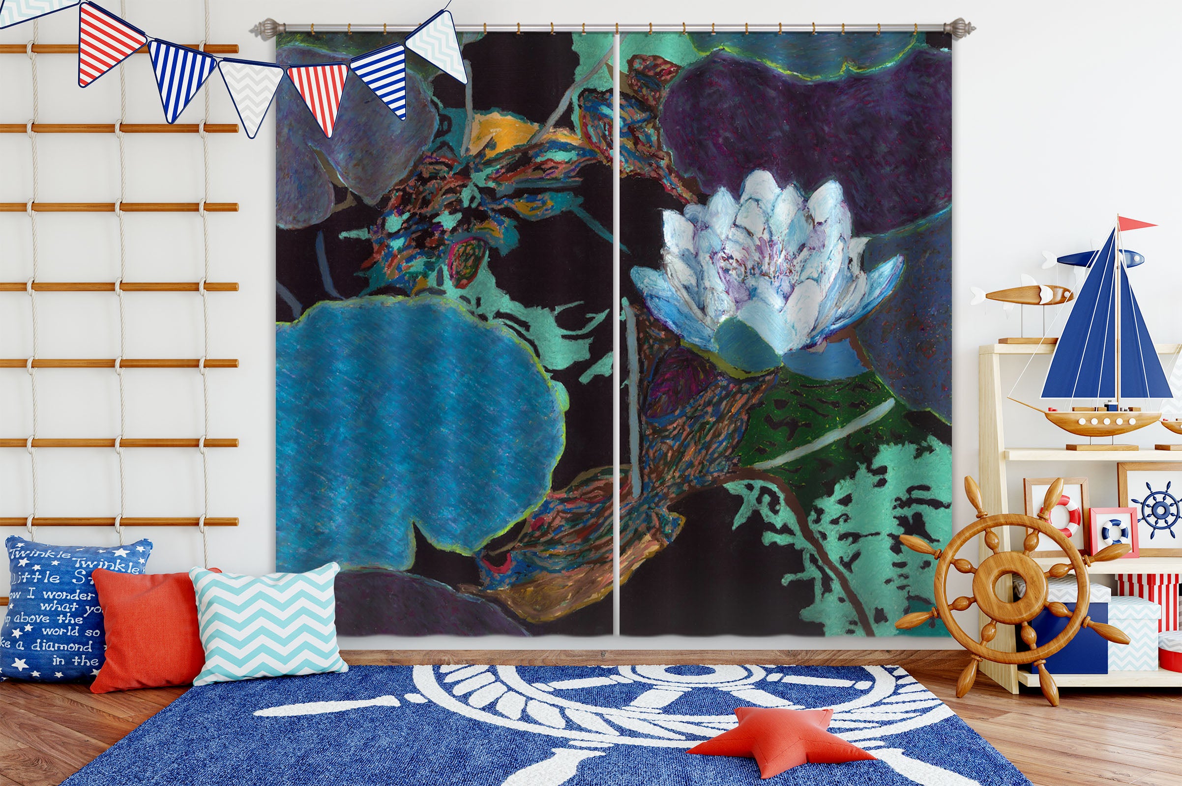 3D Water Lily 223 Allan P. Friedlander Curtain Curtains Drapes