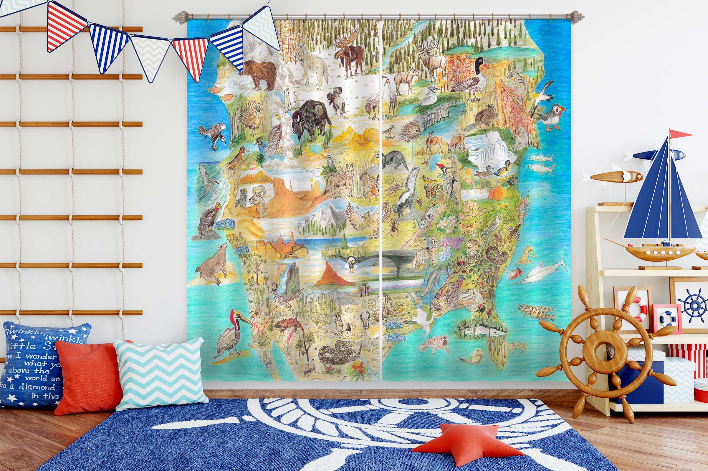 3D Animal Family 058 Michael Sewell Curtain Curtains Drapes