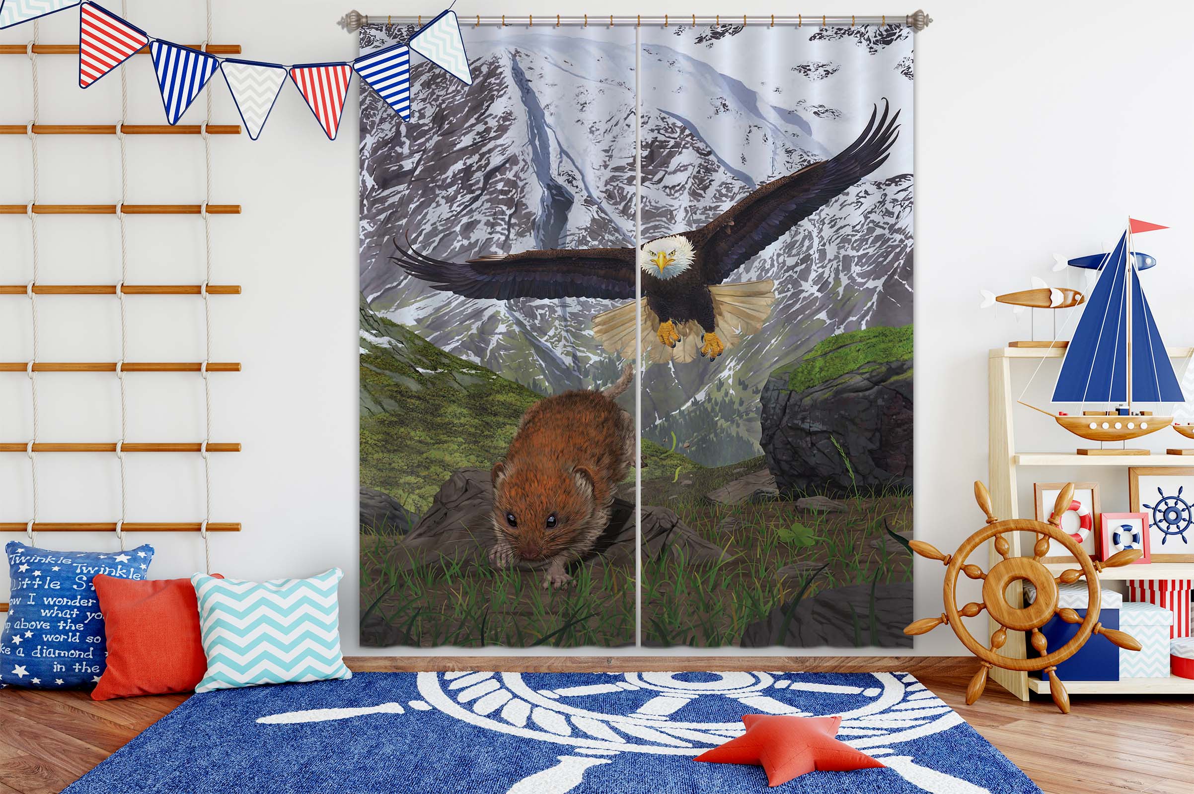 3D Eagle Flying 006 Vincent Hie Curtain Curtains Drapes