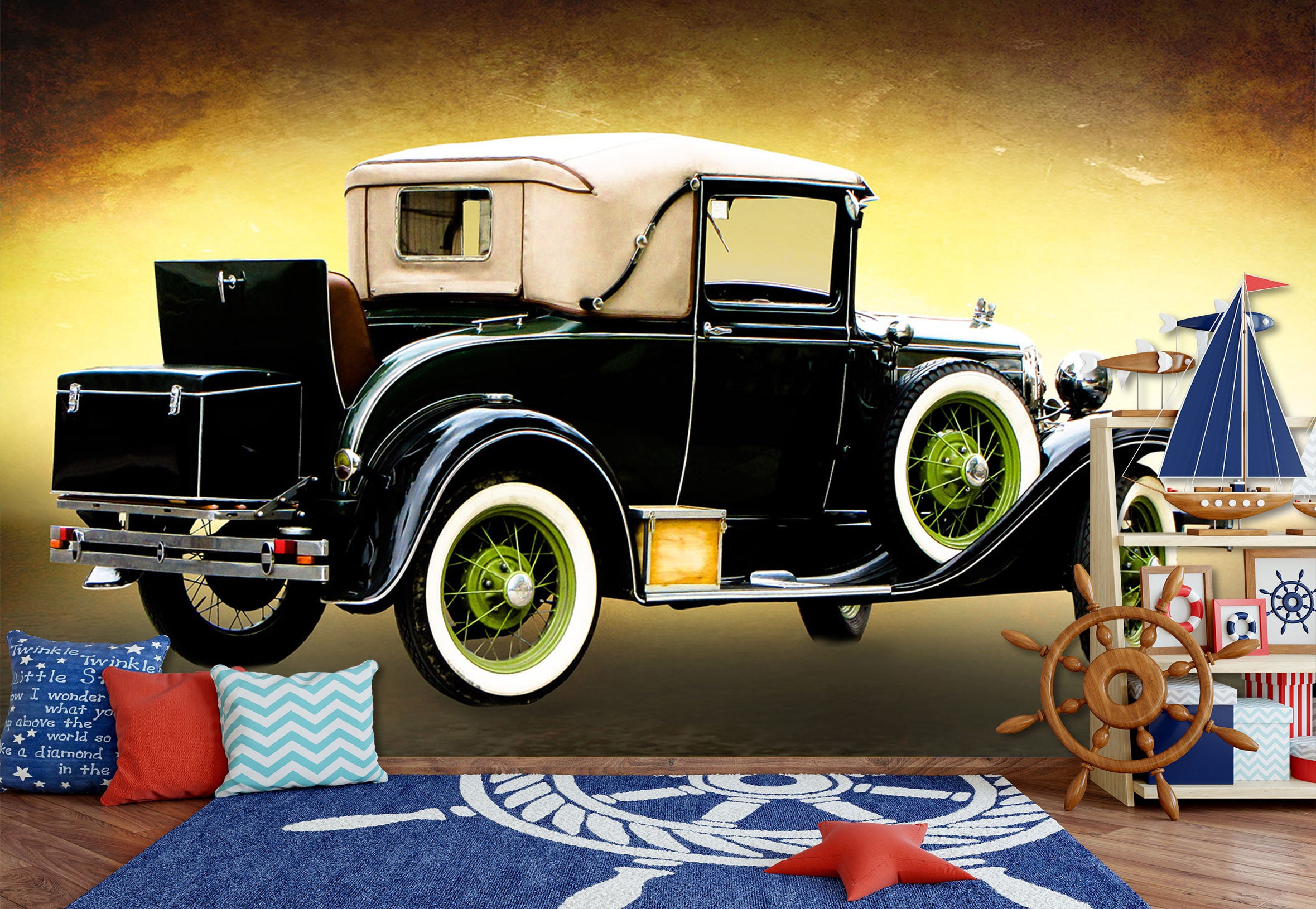3D Retro Vehicle 198 Vehicle Wall Murals