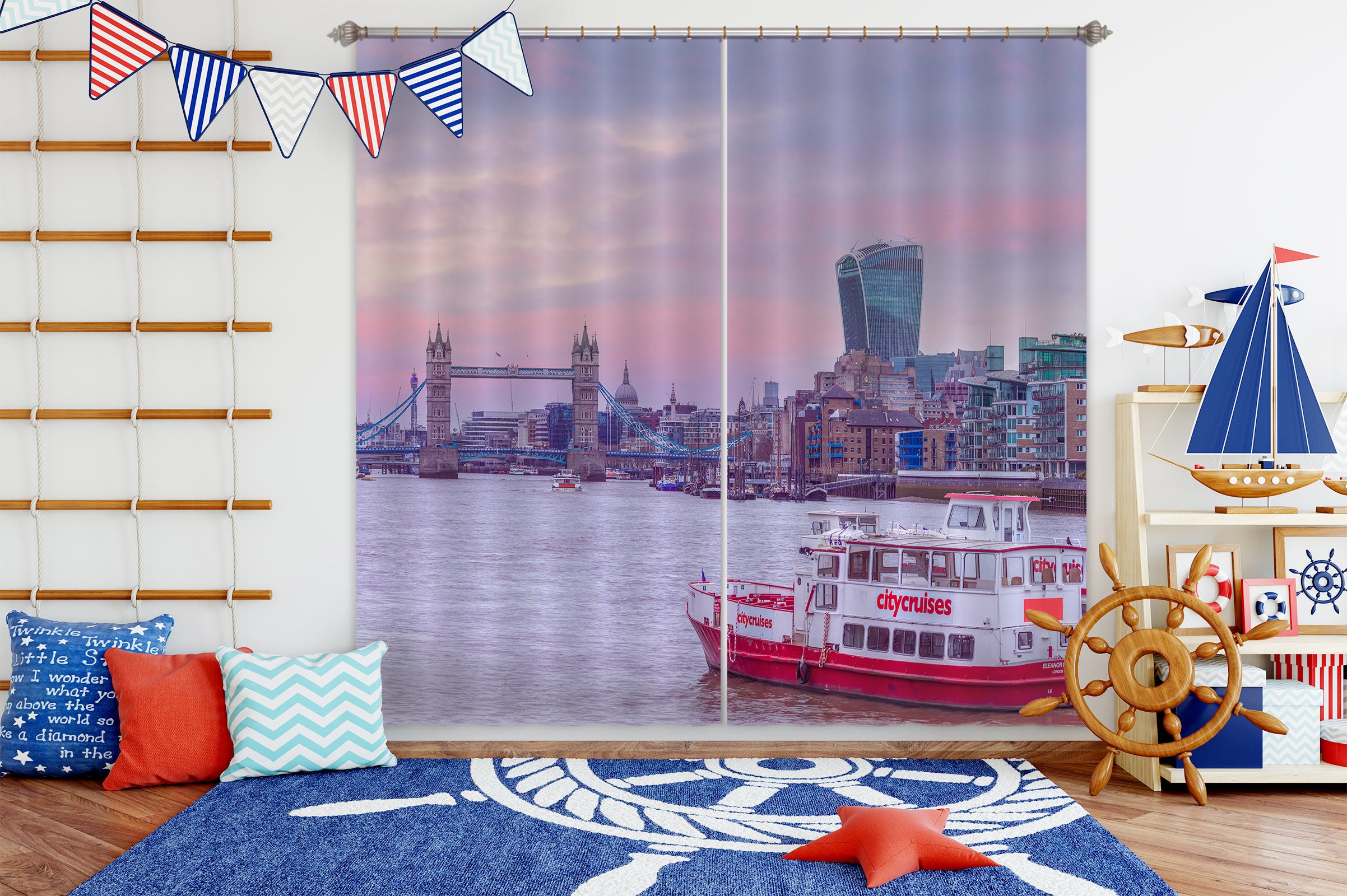 3D Sea Ship 6602 Assaf Frank Curtain Curtains Drapes