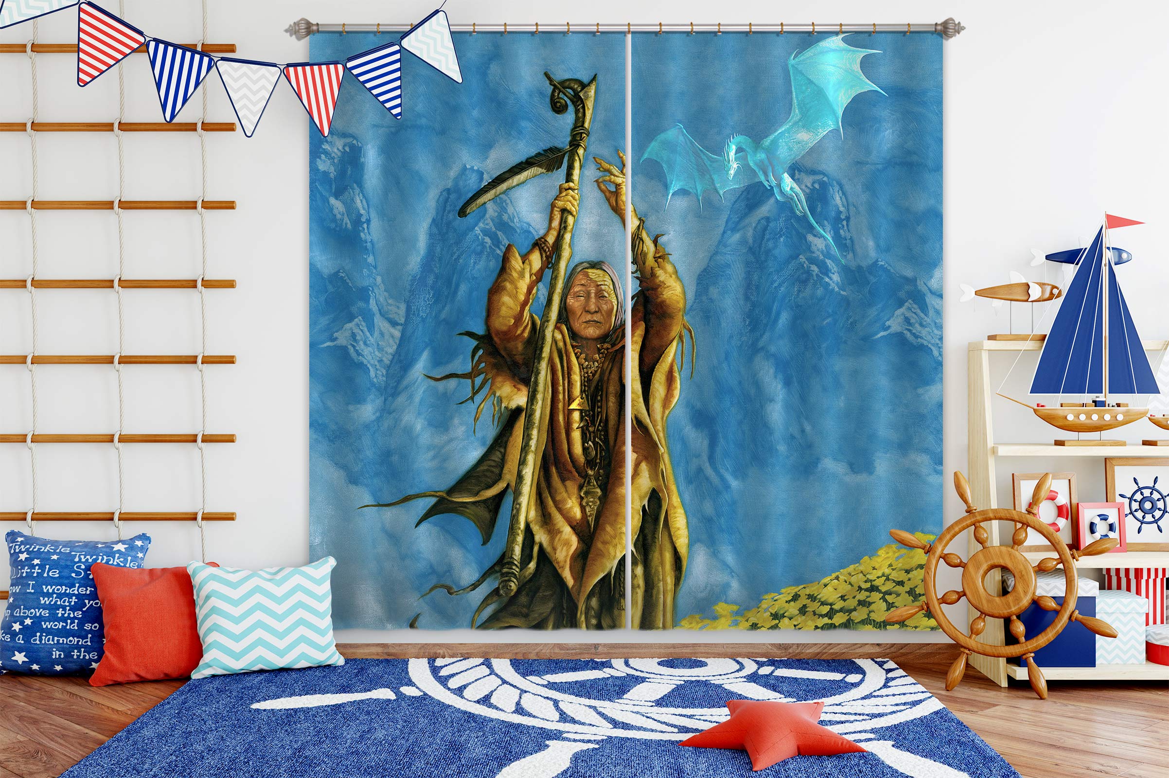 3D Flower Bush Elder Scepter 7215 Ciruelo Curtain Curtains Drapes