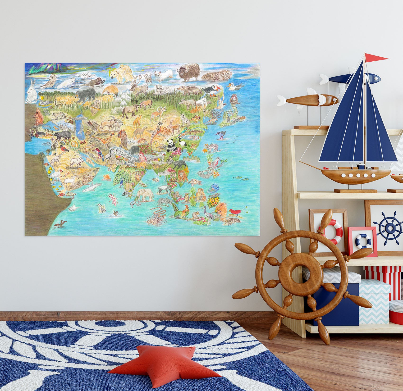 3D Africa Nautical Map 001 Michael Sewell Wall Sticker