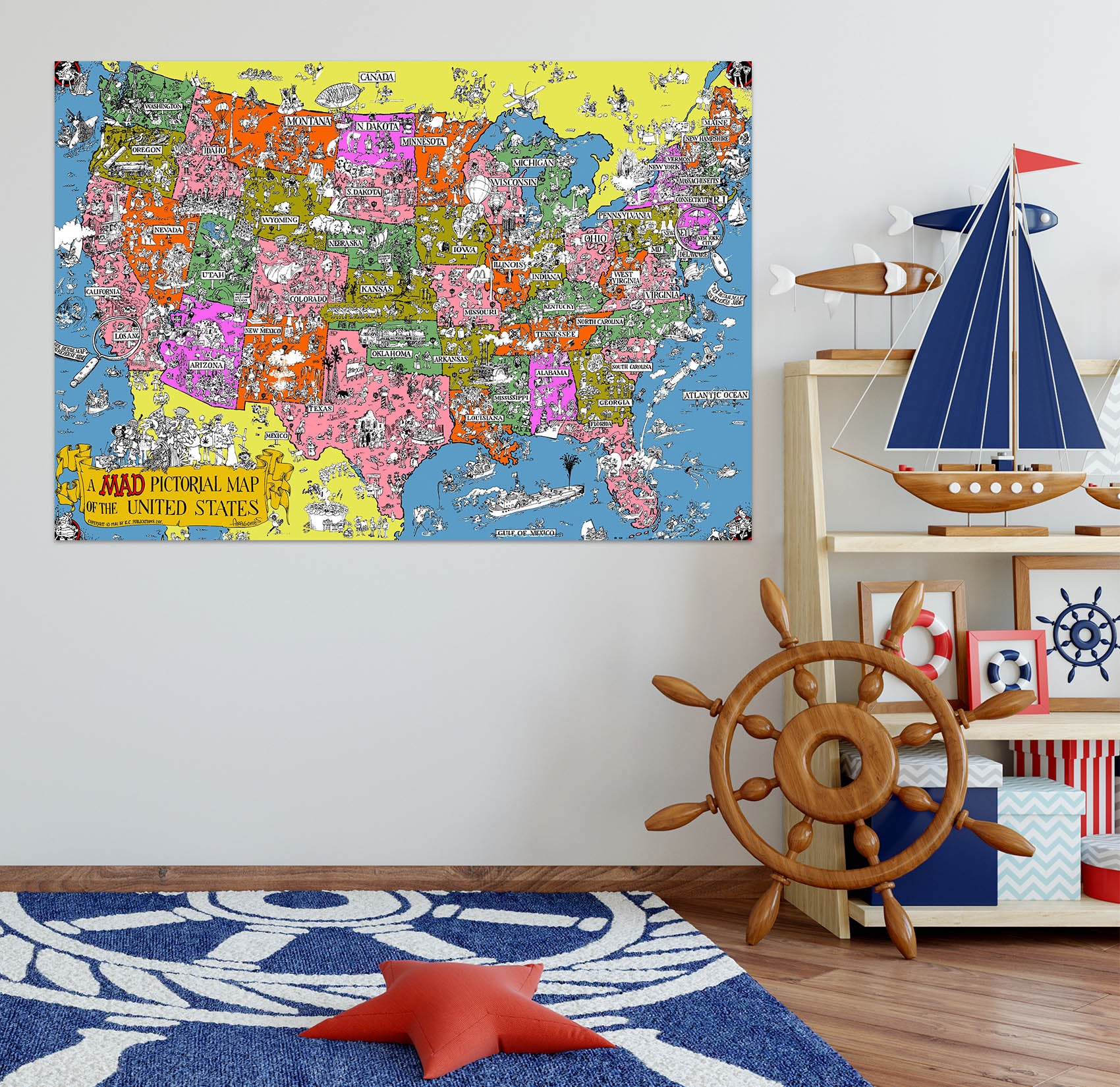 3D Painted Pattern 106 World Map Wall Sticker