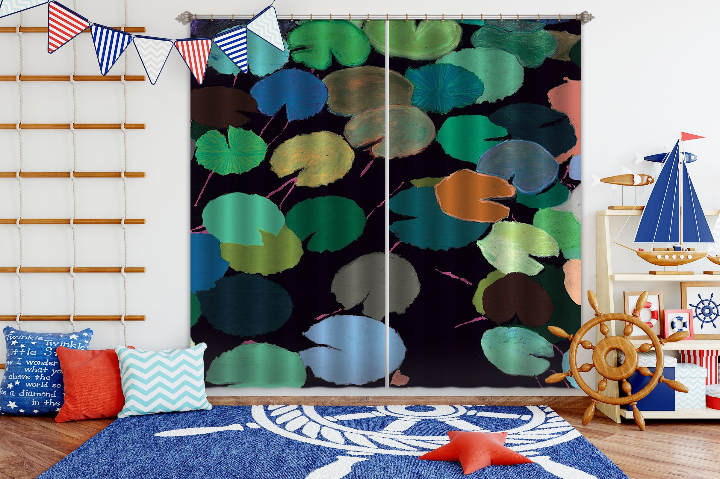 3D Lotus Leaf 225 Allan P. Friedlander Curtain Curtains Drapes