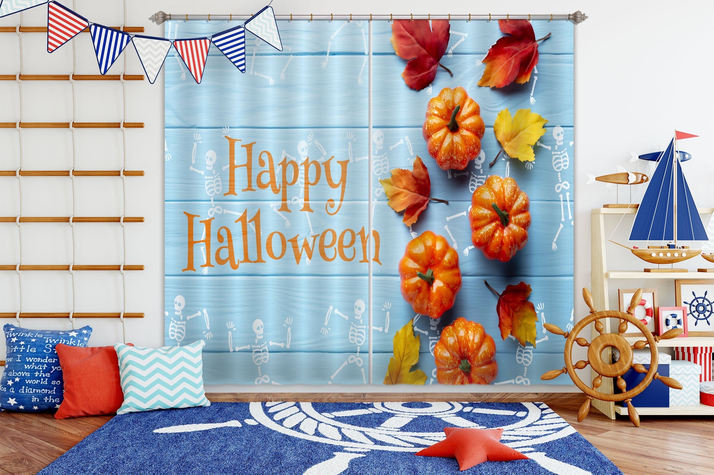 3D Pumpkin Festival 034 Halloween Curtains Drapes Curtains AJ Creativity Home