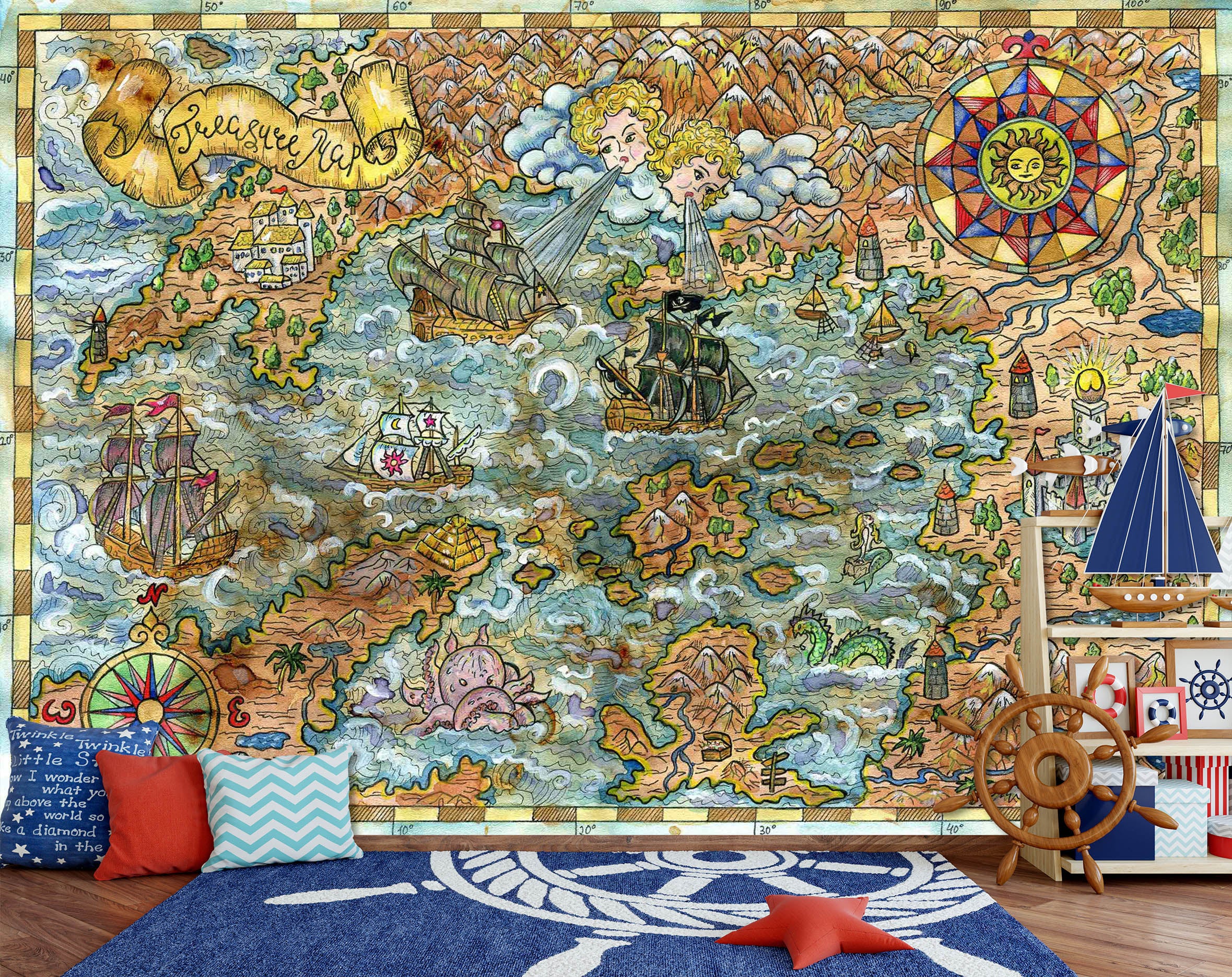 3D Sea Freight 2133 World Map Wall Murals