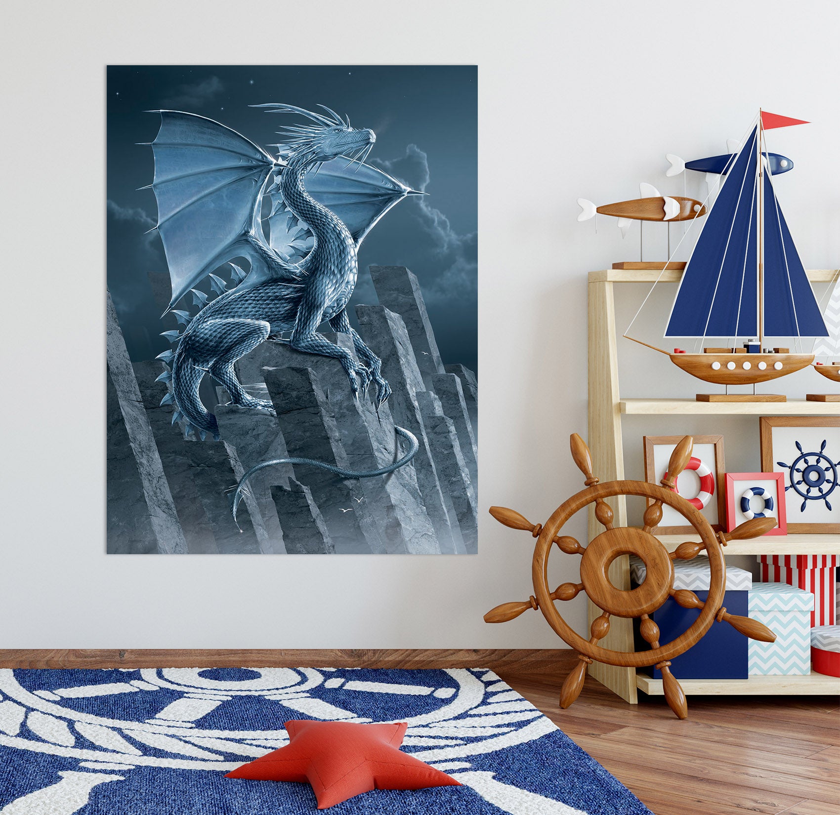 3D Silver Dragon 072 Vincent Hie Wall Sticker