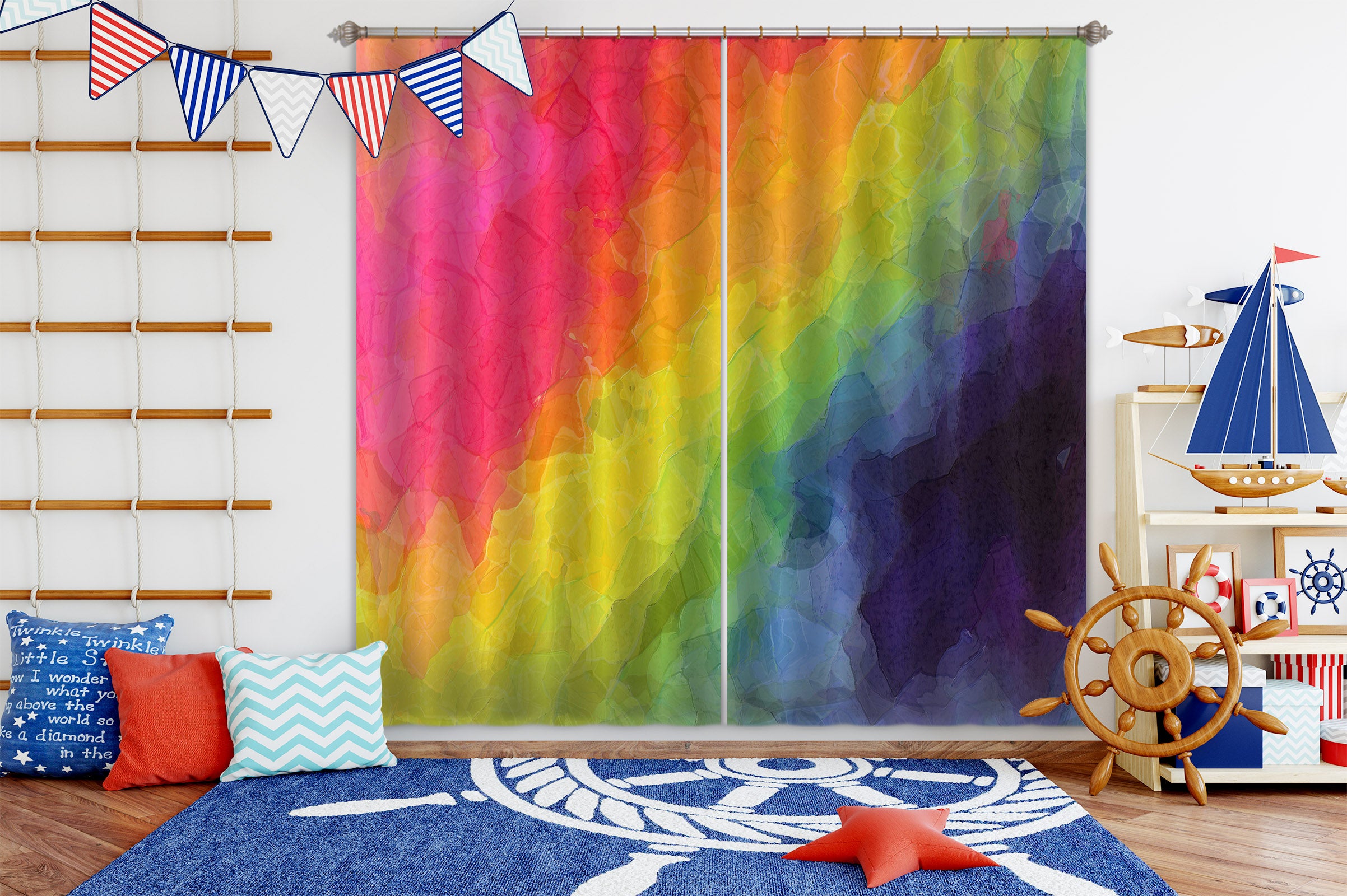 3D Painted Rainbow 047 Shandra Smith Curtain Curtains Drapes